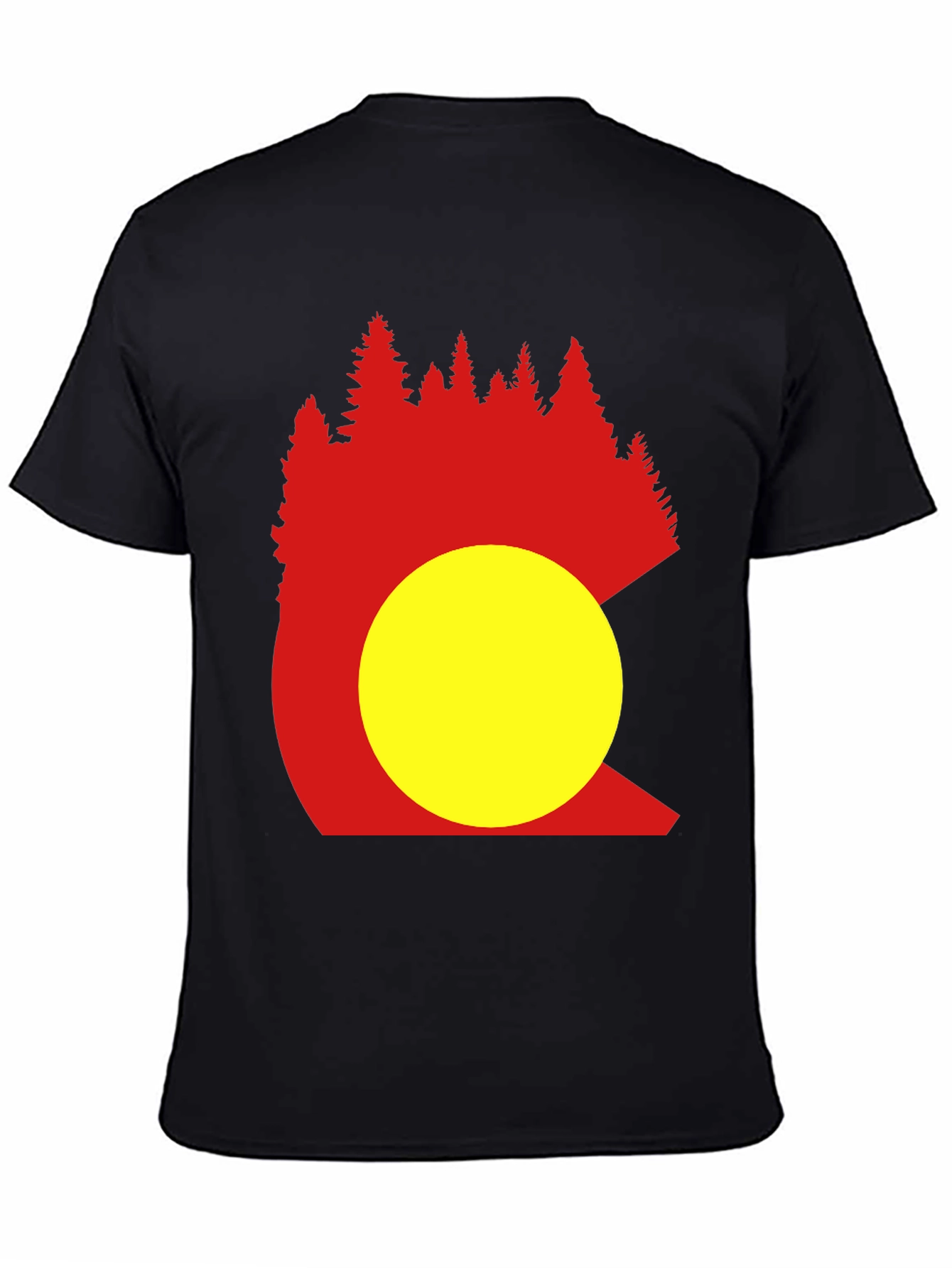 Black Colorado Trees Men's Black Graphic T-Shirt view 4