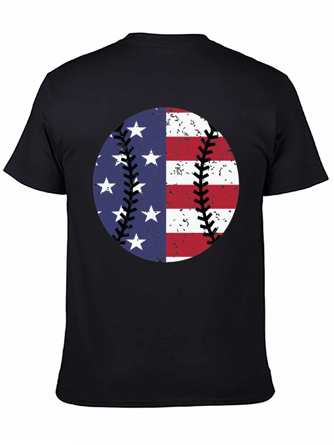 Black Patriotic Baseball T-Shirt: Stars & Stripes Tee view 4