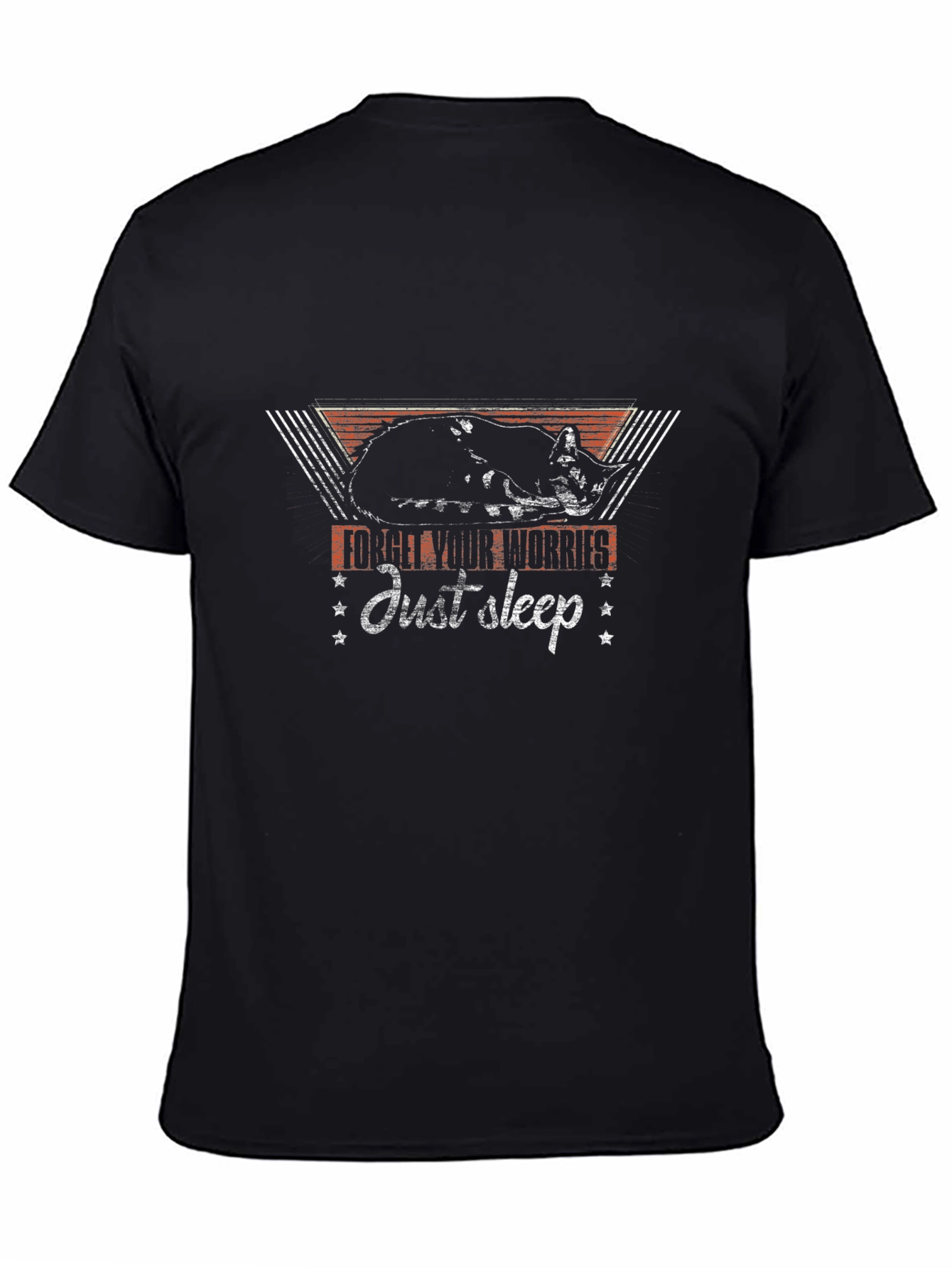 Black Forget Your Worries, Just Sleep Black Cat T-Shirt view 4
