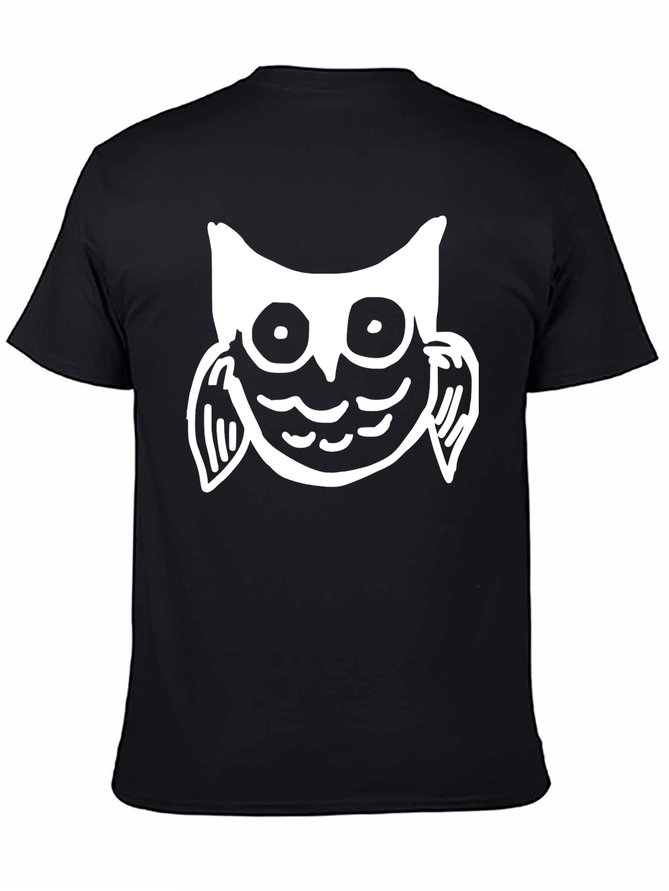 Black Owl Graphic Print Black Crew Neck T-Shirt view 4