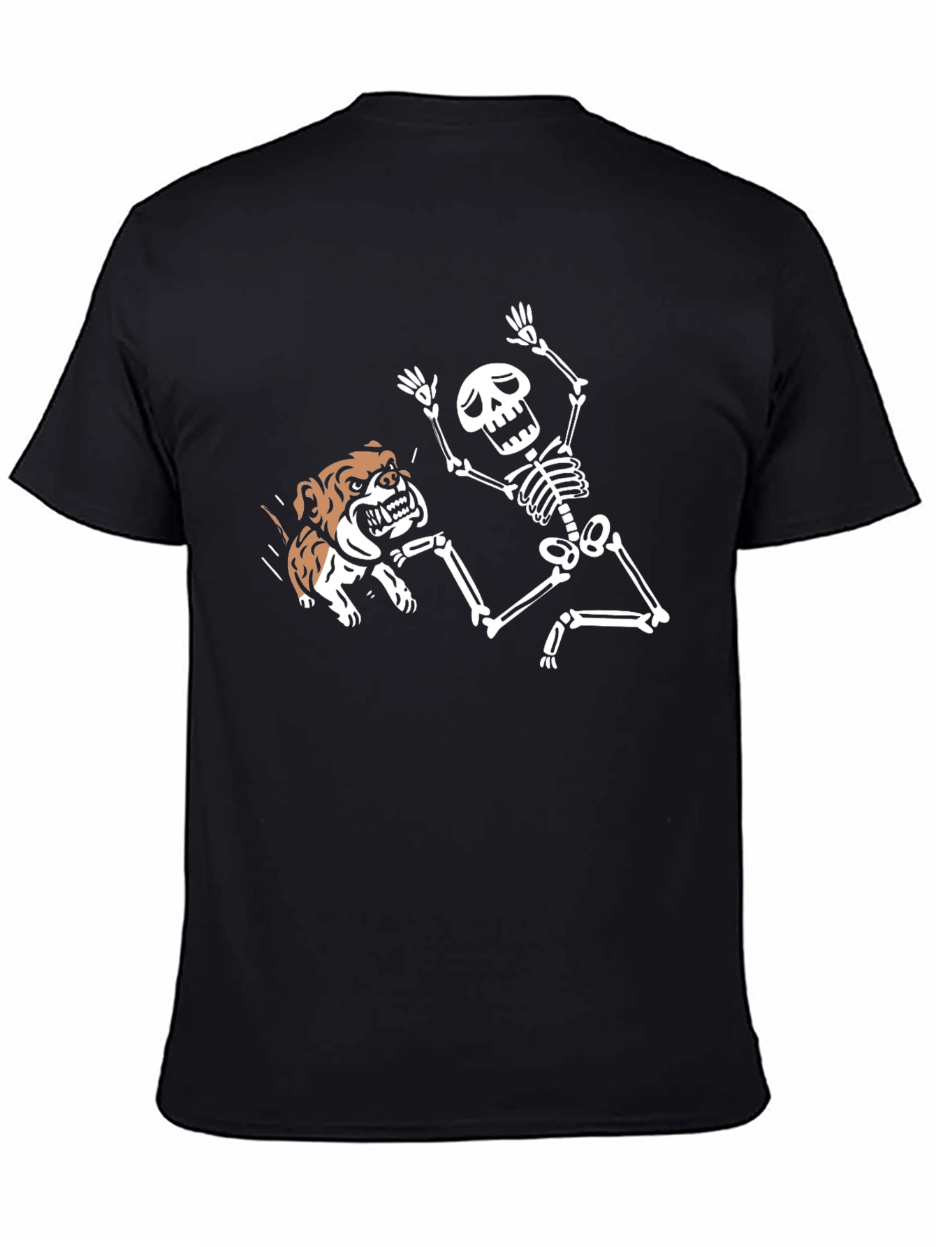 Black Skeleton & Bulldog Graphic Tee - Black T-Shirt view 4