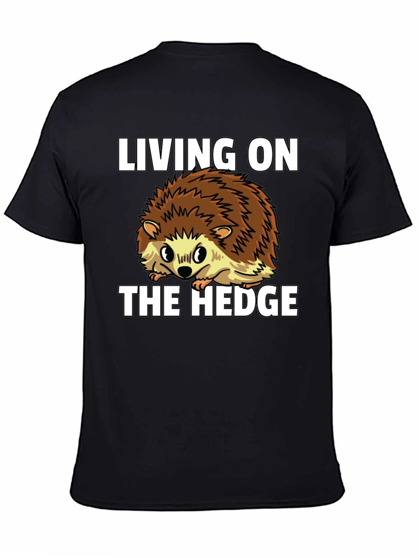 Black Living on the Hedge Hedgehog Graphic Tee view 4