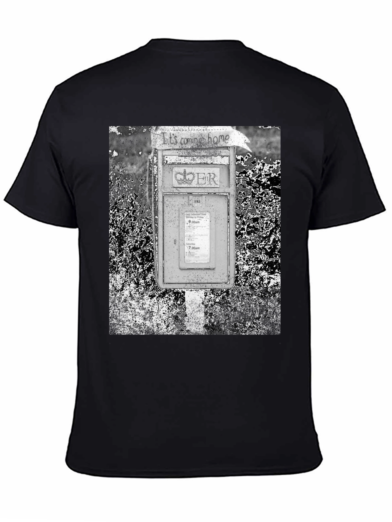 Black Retro British Mailbox T-Shirt view 4