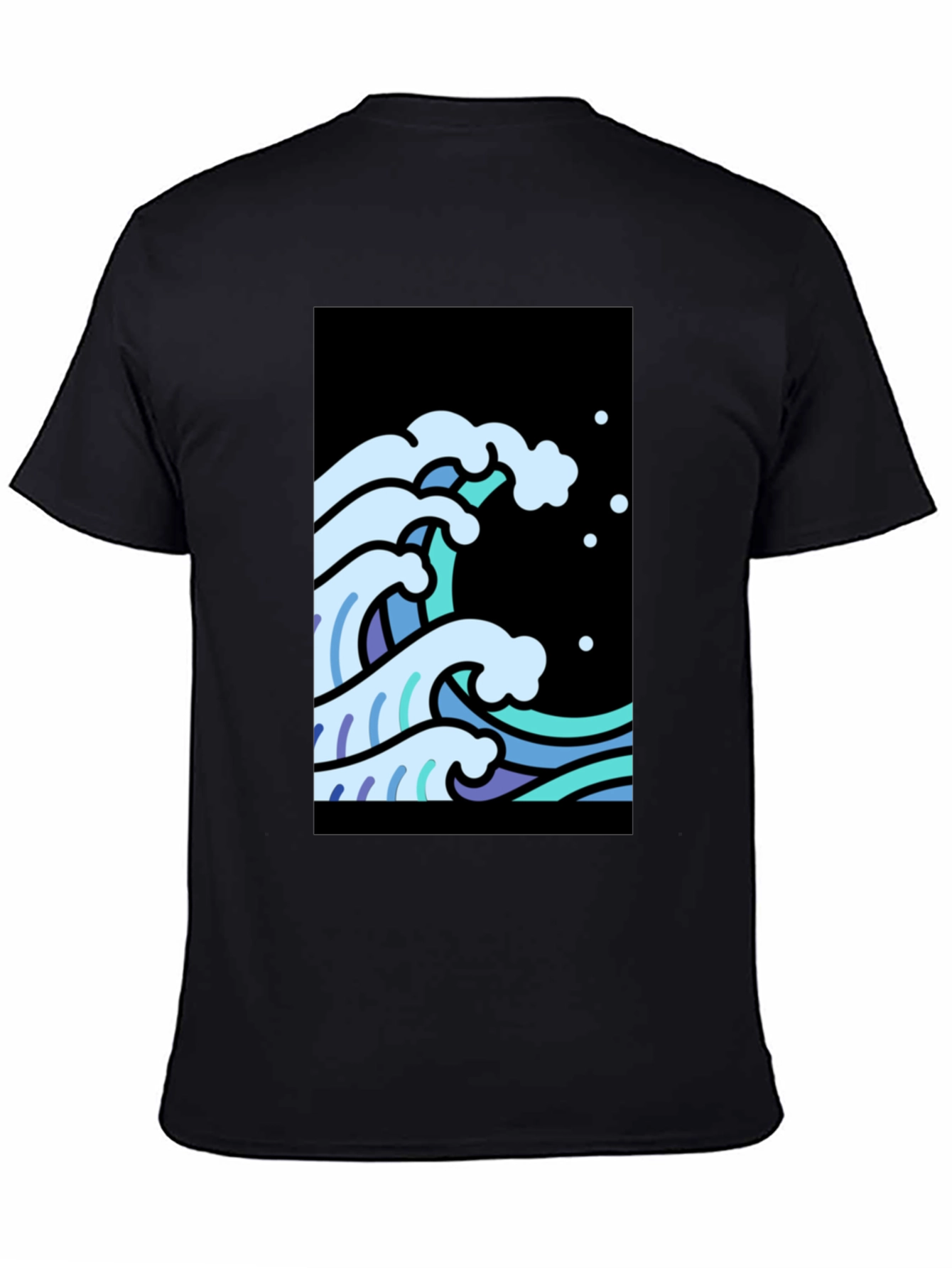 Black Cool Waves Graphic Tee - Black Cotton T-Shirt view 4