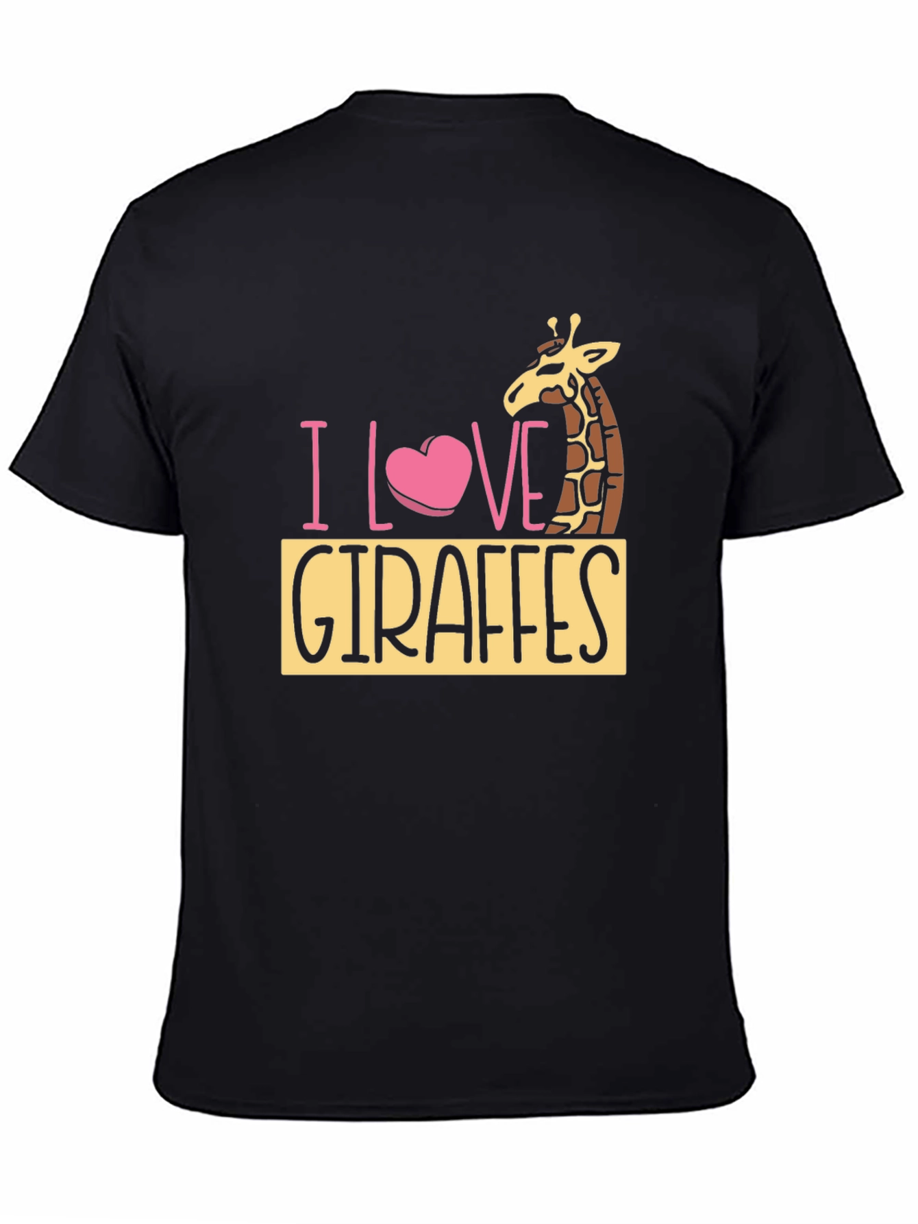 Black I Love Giraffes Black T-Shirt - Animal Lover Tee view 4