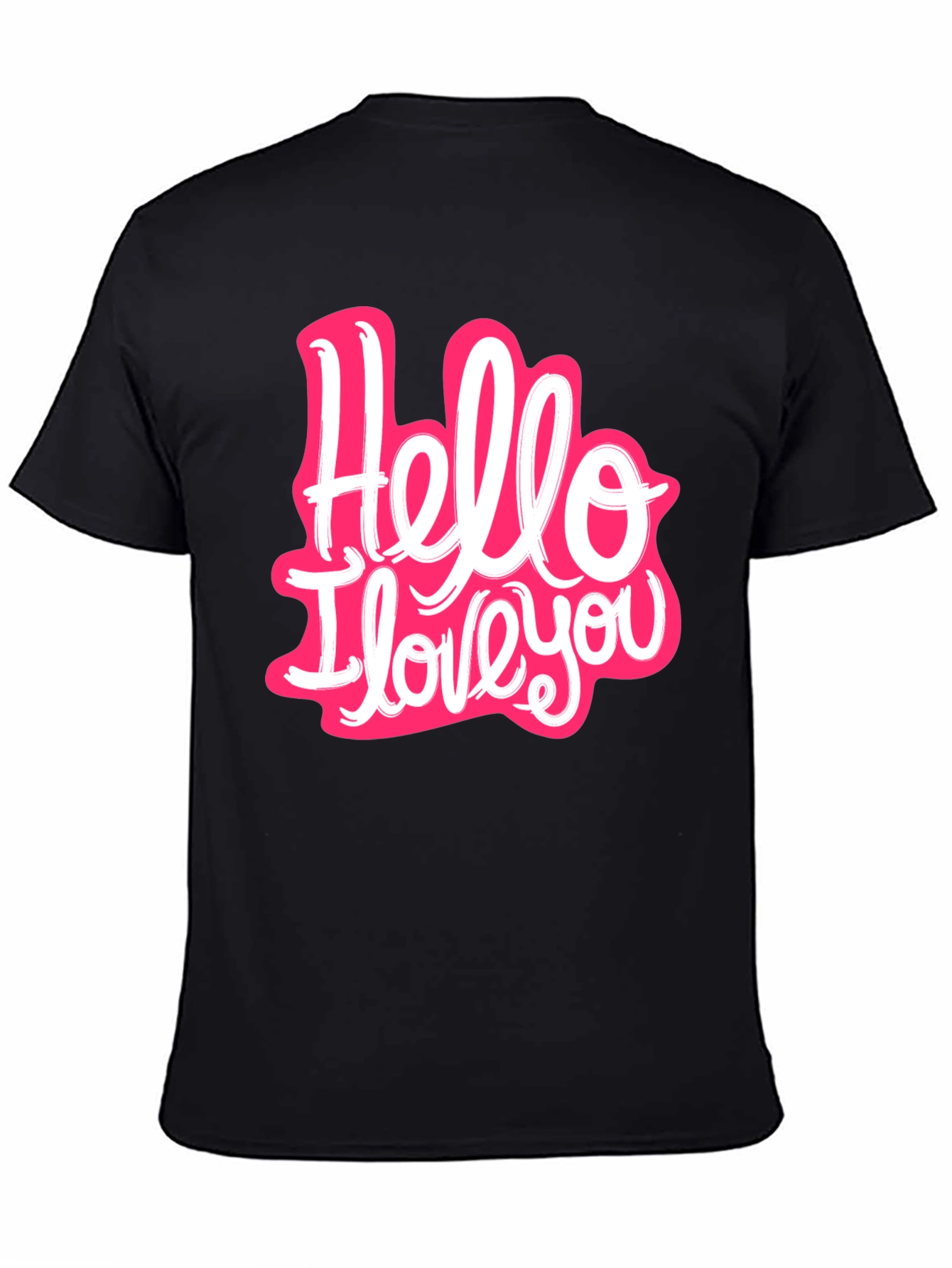 Black Hello I Love You Graphic T-Shirt - Trendy Casual Wear view 4