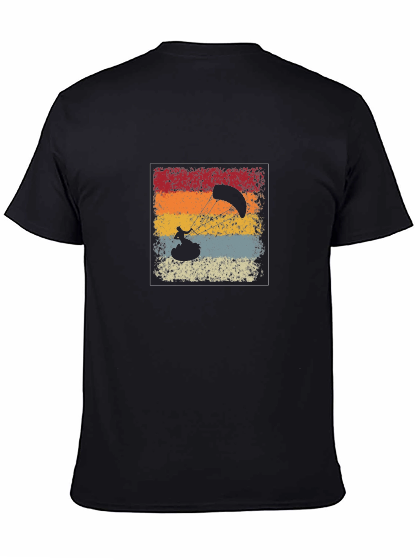 Black Retro Kite Surfing T-Shirt: Vintage Style Tee view 4