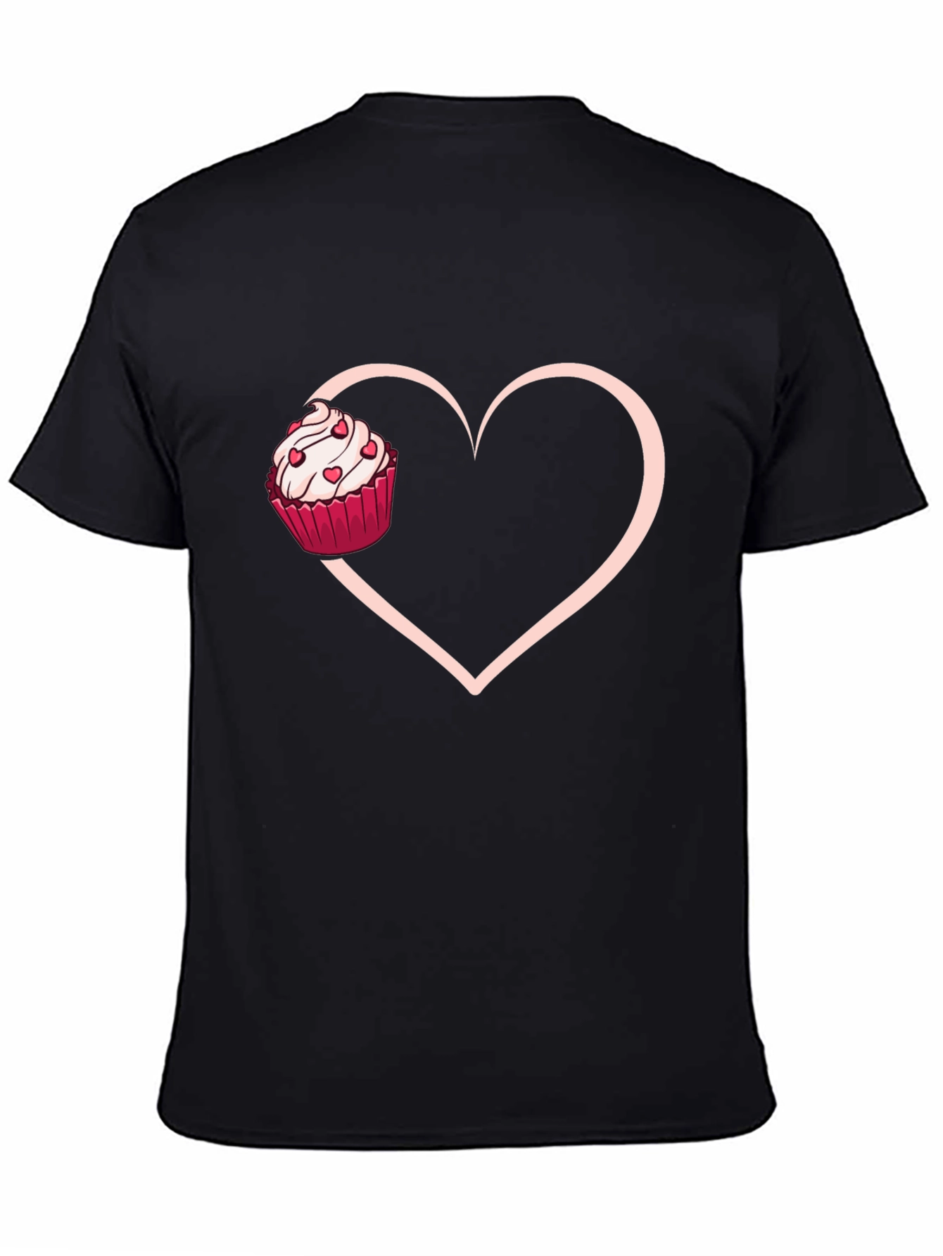Black Cupcake Heart Graphic Tee - Sweet Love T-Shirt view 4