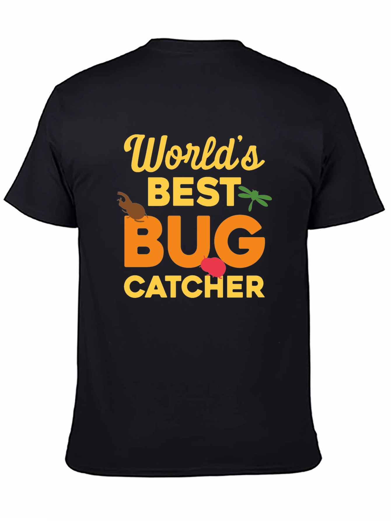 Black World's Best Bug Catcher Graphic T-Shirt view 4