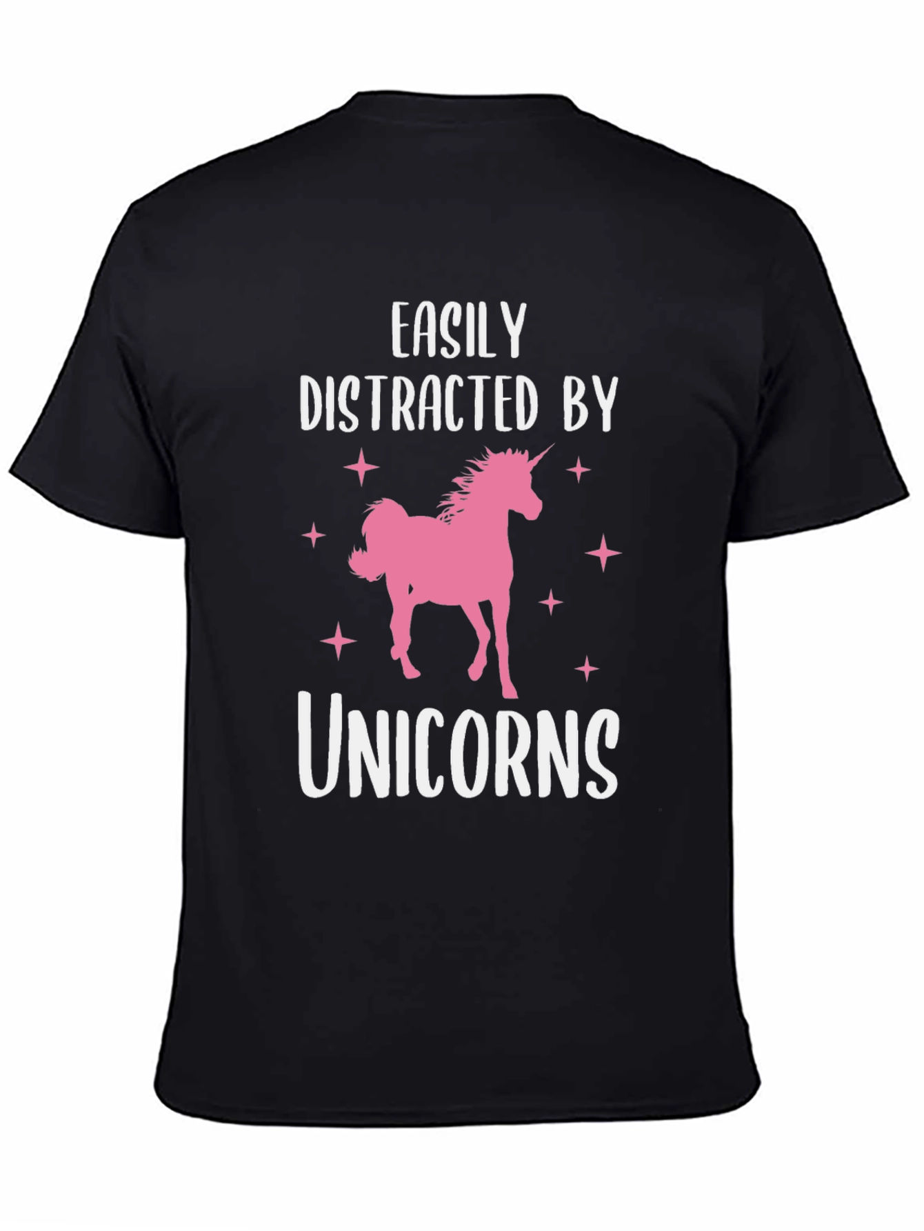 Black Easily Distracted by Unicorns Graphic Tee view 4