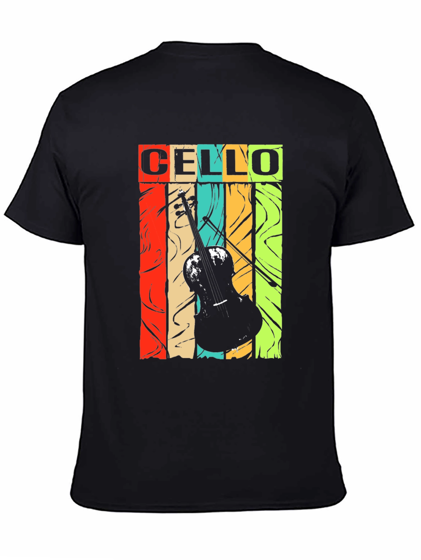 Black Cello Music T-Shirt - Retro Vintage Style Design view 4