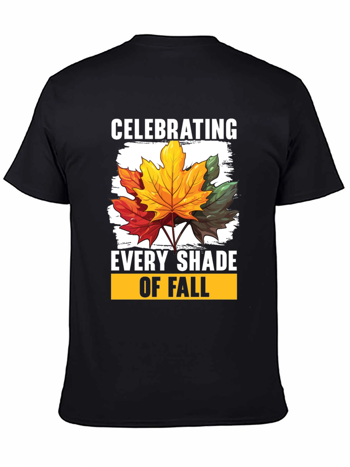 Black Fall Leaves T-Shirt - Celebrating Every Shade of Fall view 4
