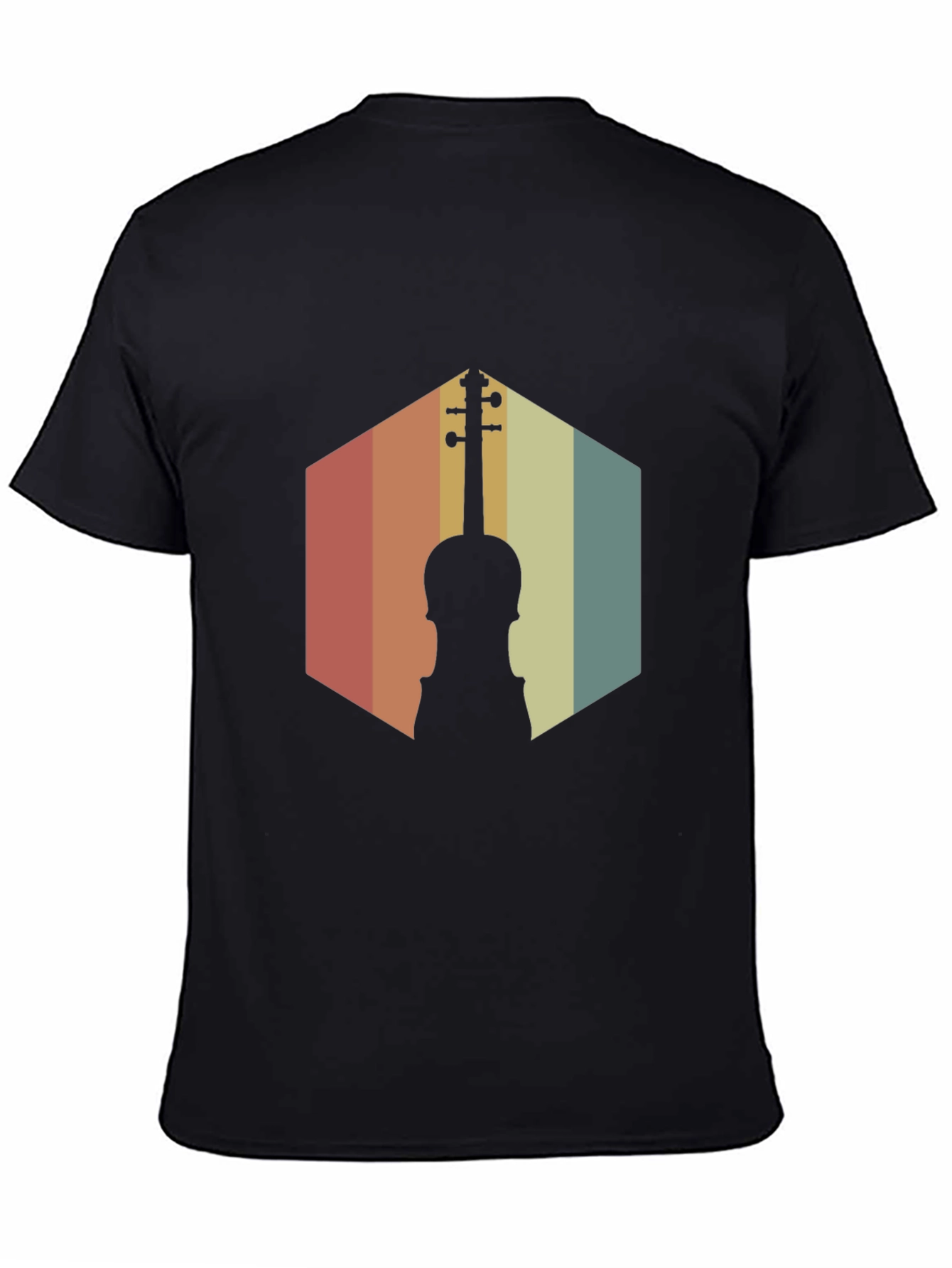 Black Vintage Violin Graphic T-Shirt view 4