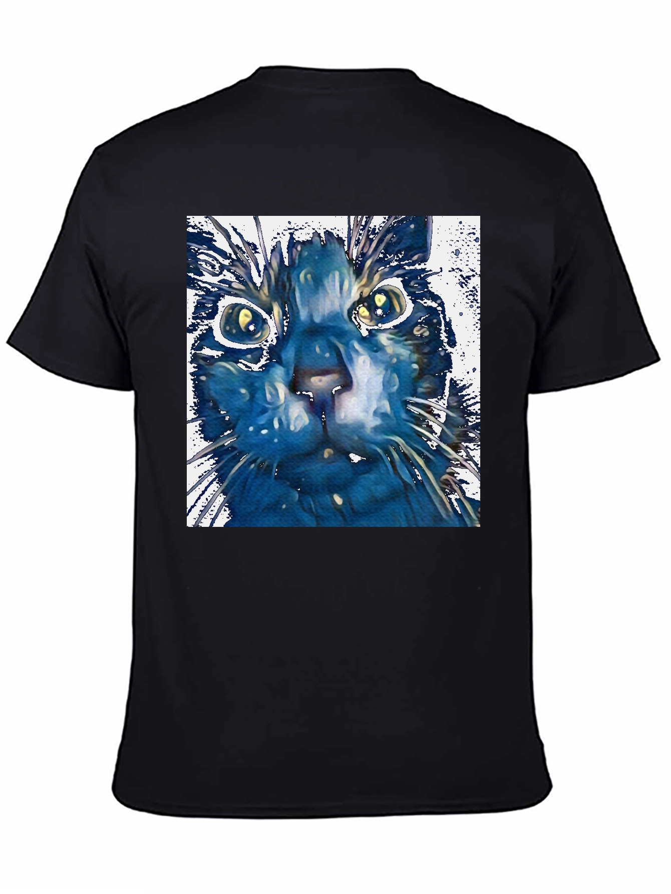 Black Abstract Cat Art Print Black T-Shirt view 4