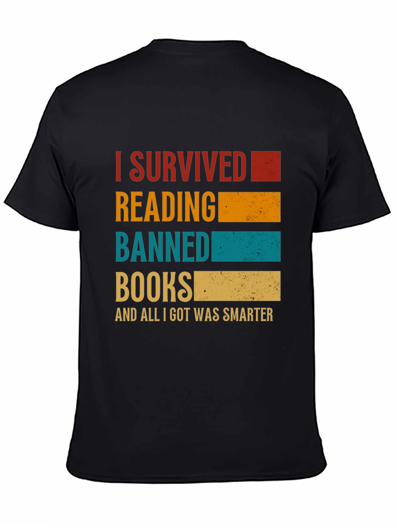 Black I Survived Reading Banned Books T-Shirt view 4