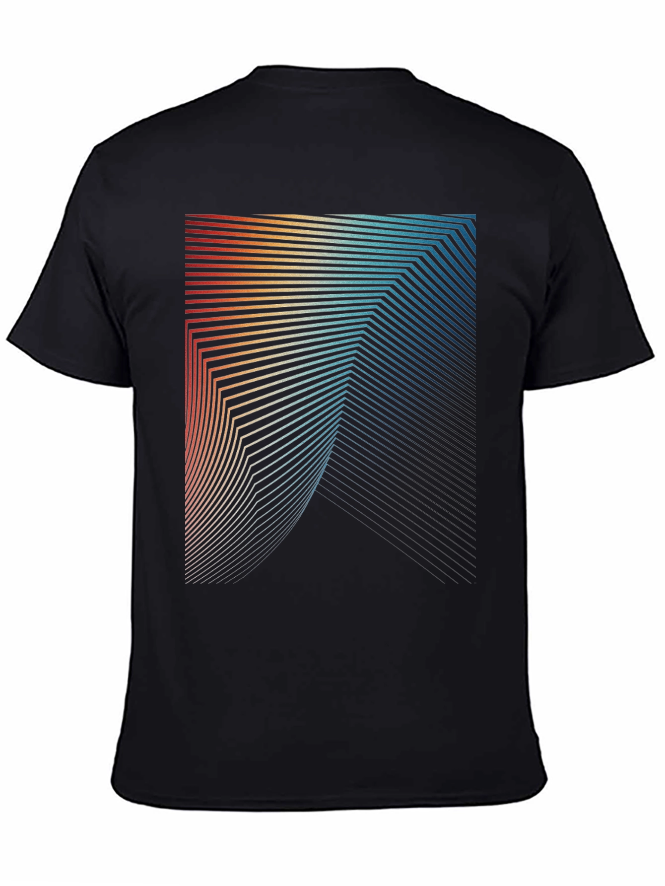 Black Retro Geometric Lines Graphic T-Shirt view 4