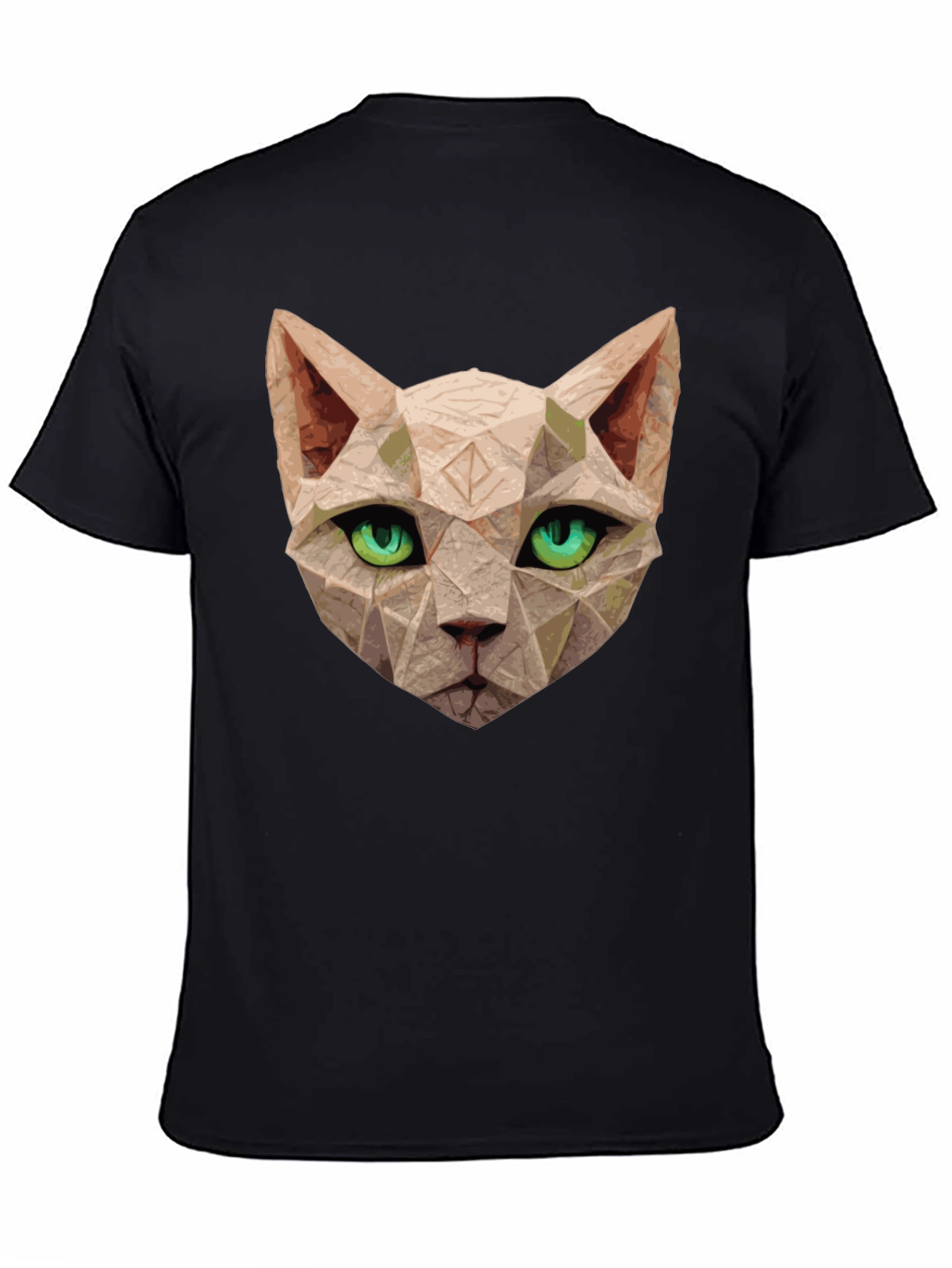Black Geometric Cat T-Shirt - Unique Art Tee view 4