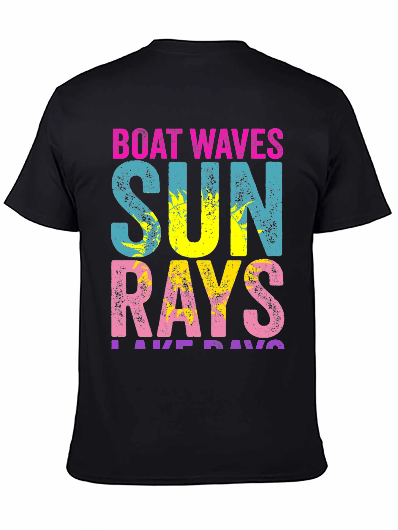 Black Boat Waves Sun Rays T-Shirt - Vibrant Summer Tee view 4
