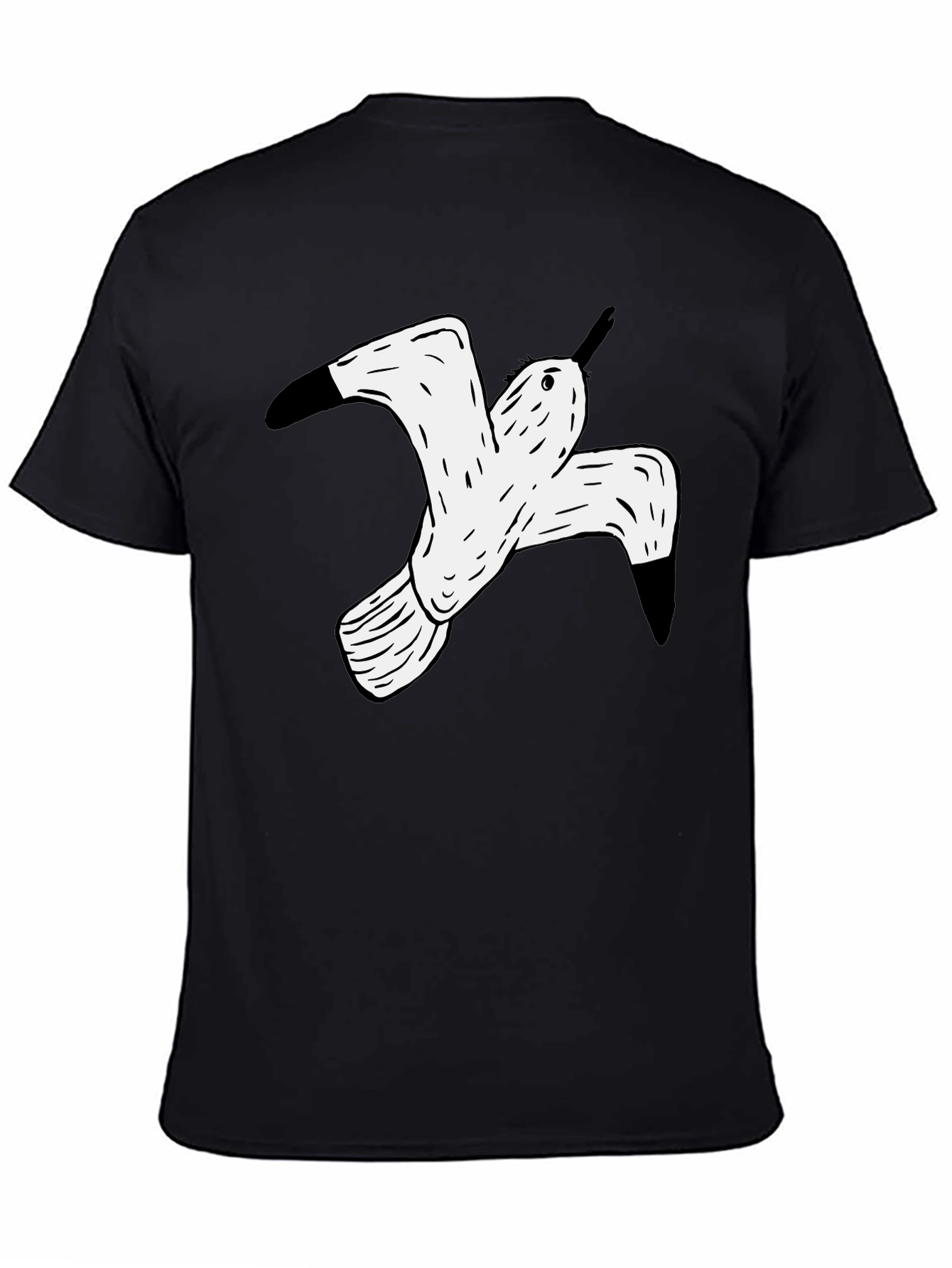 Black Black T-Shirt with White Flying Bird Graphic view 4