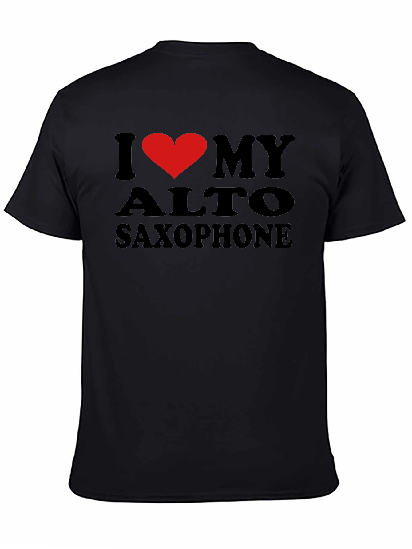 Black I Love My Alto Saxophone Black T-Shirt view 4