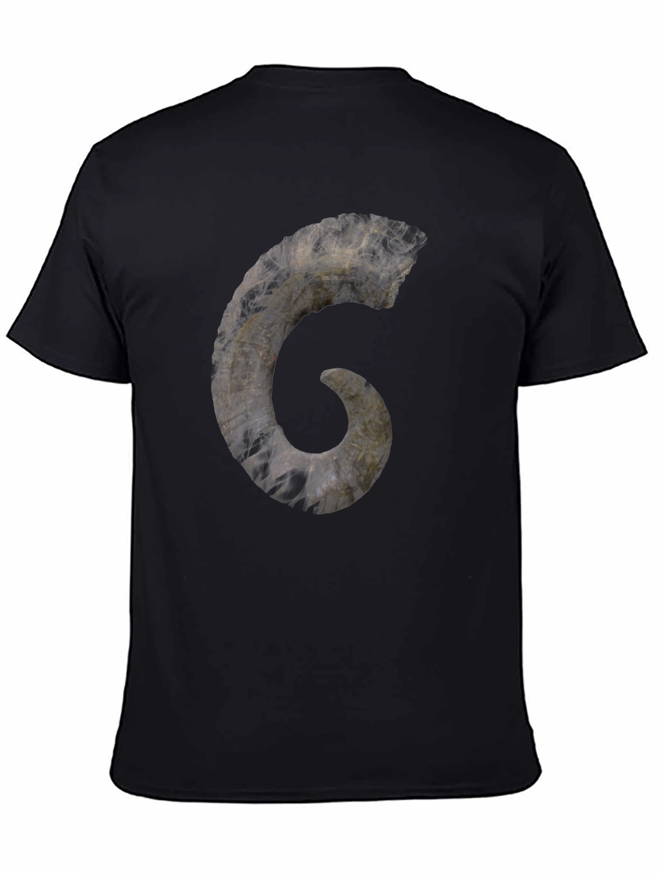 Black Smoky Fossil Style Graphic Tee - Unique Black T-Shirt view 4