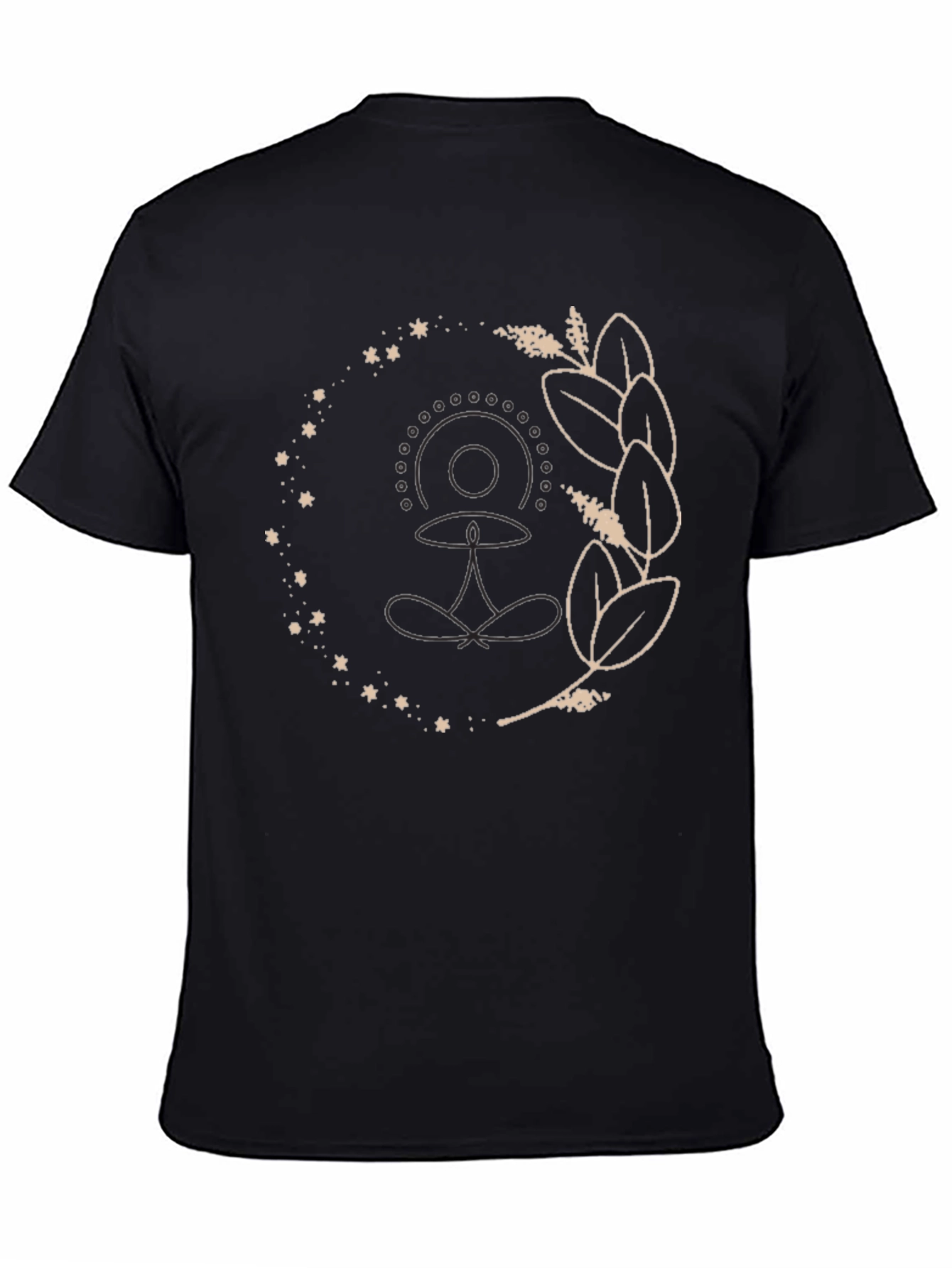 Black Yoga Lotus Starry T-Shirt - Relaxed Fit view 4