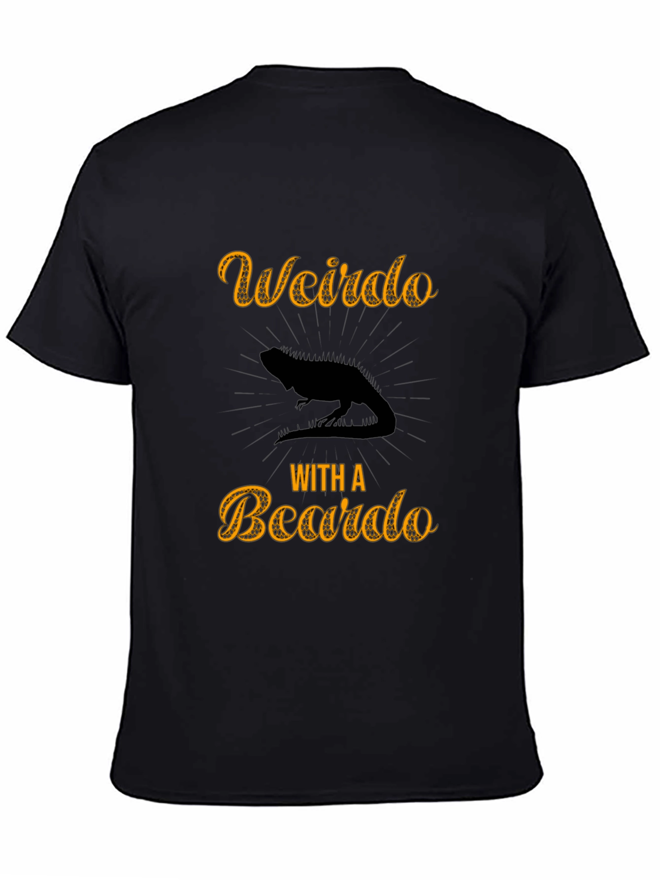 Black Weirdo With a Beardo Lizard Men's Black T-Shirt view 4