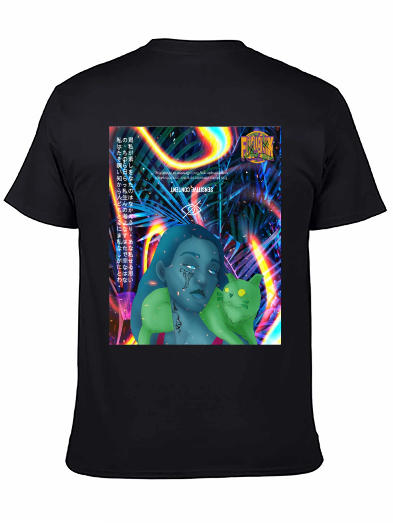 Black Graphic Print Tee - Edgy Streetwear view 4