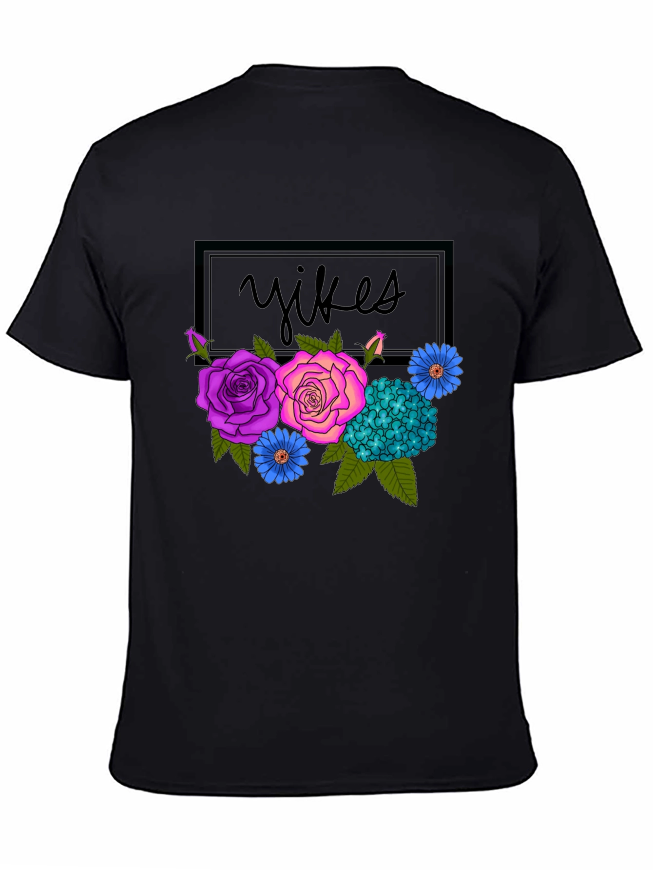 Black Floral Yikes Graphic Tee - Trendy & Unique! view 4