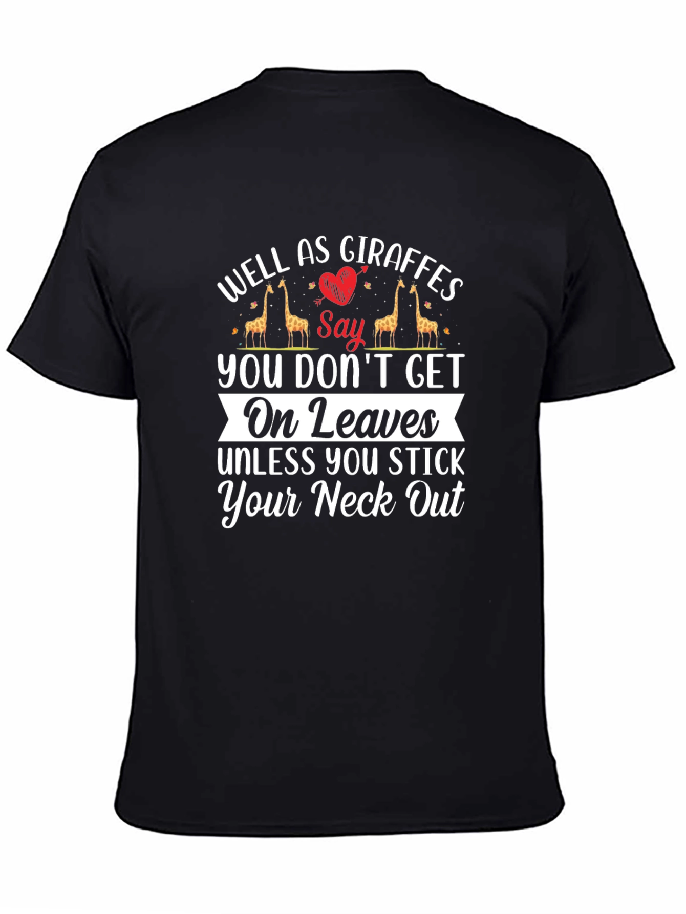 Black Giraffe Lover Humor Graphic T-Shirt view 4