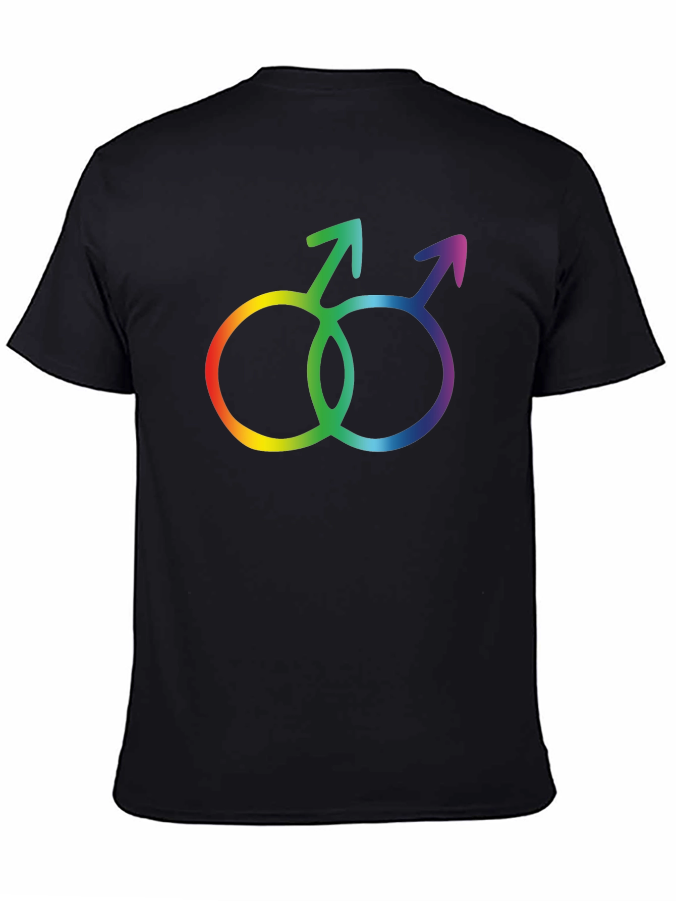 Black Rainbow Gay Pride Interlocking Mars Symbol Black T-Shirt view 4