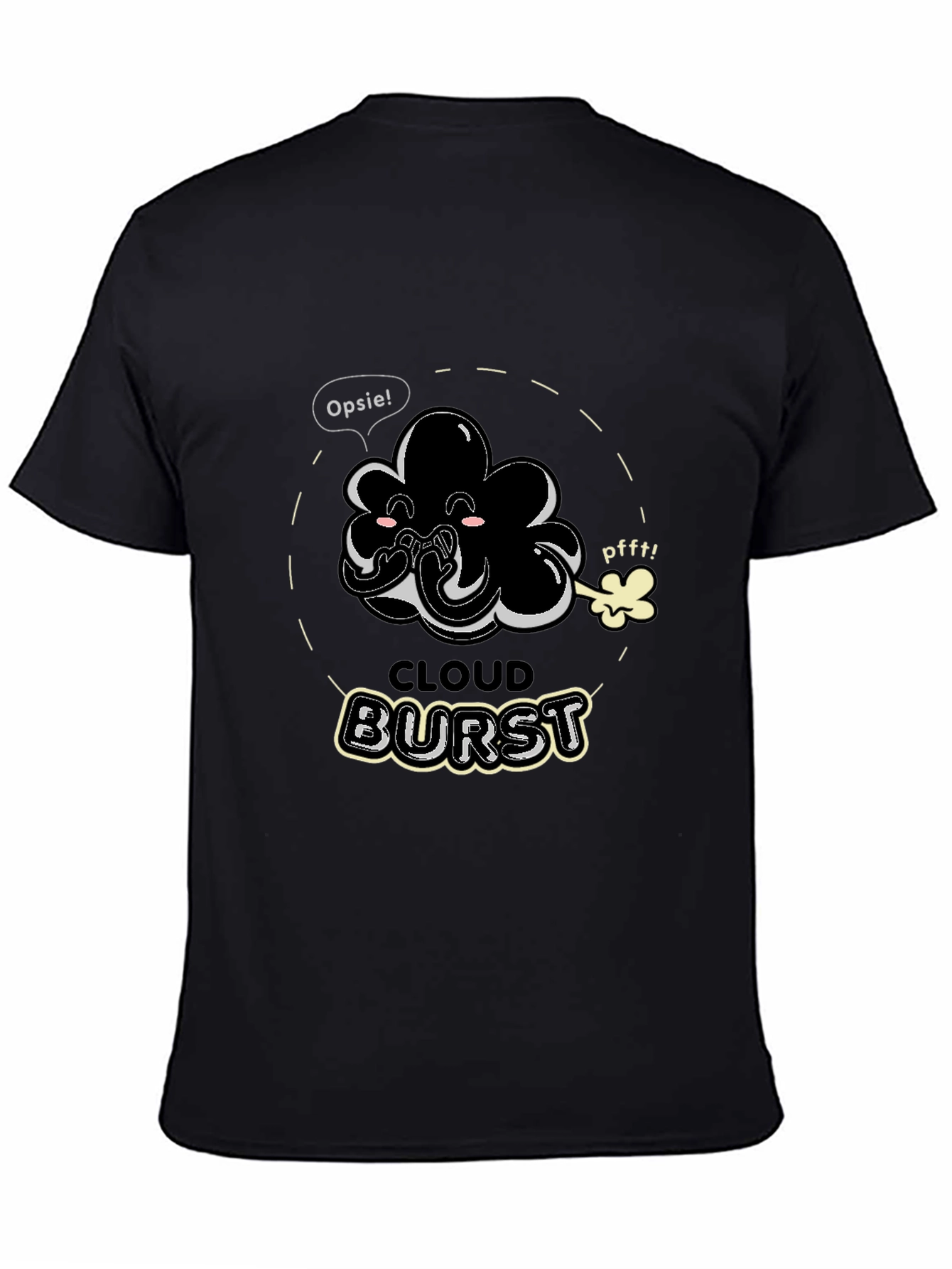Black Cloud Burst Funny Graphic T-Shirt view 4