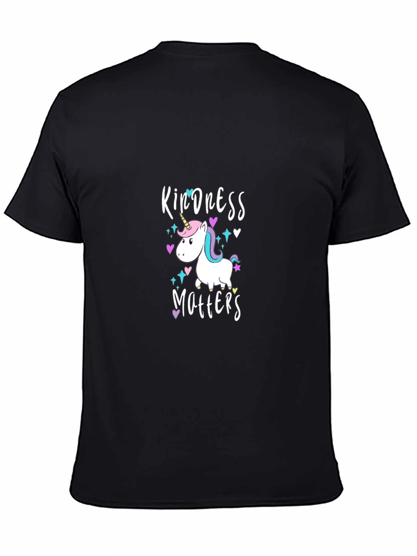 Black Kindness Matters Unicorn T-Shirt, Men's Black Tee view 4
