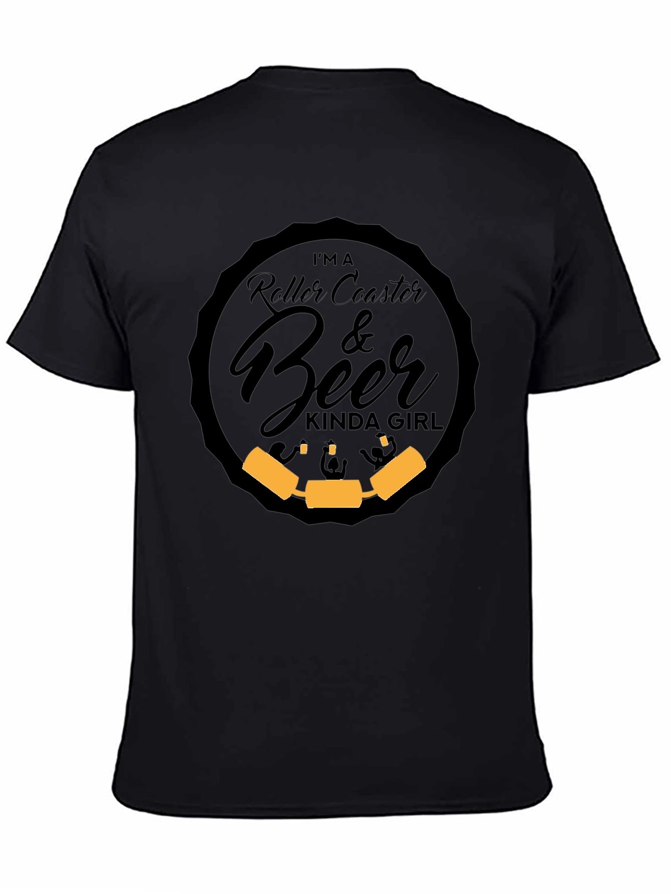 Black Roller Coaster & Beer Kinda Girl Graphic T-Shirt view 4