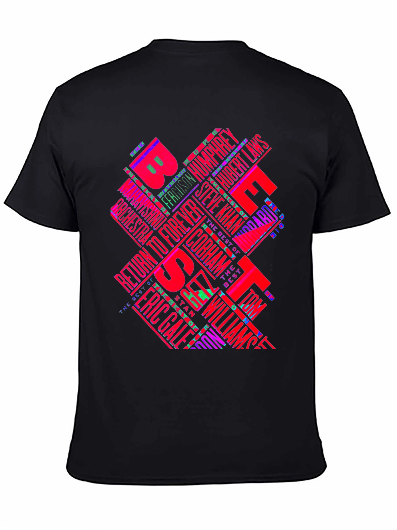 Black Retro 80s Fusion Music T-Shirt view 4