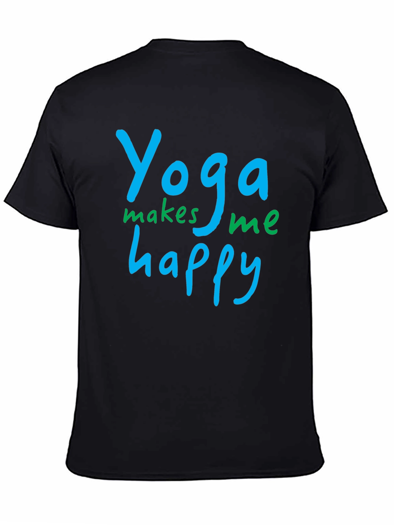 Black Yoga Makes Me Happy Black T-Shirt view 4