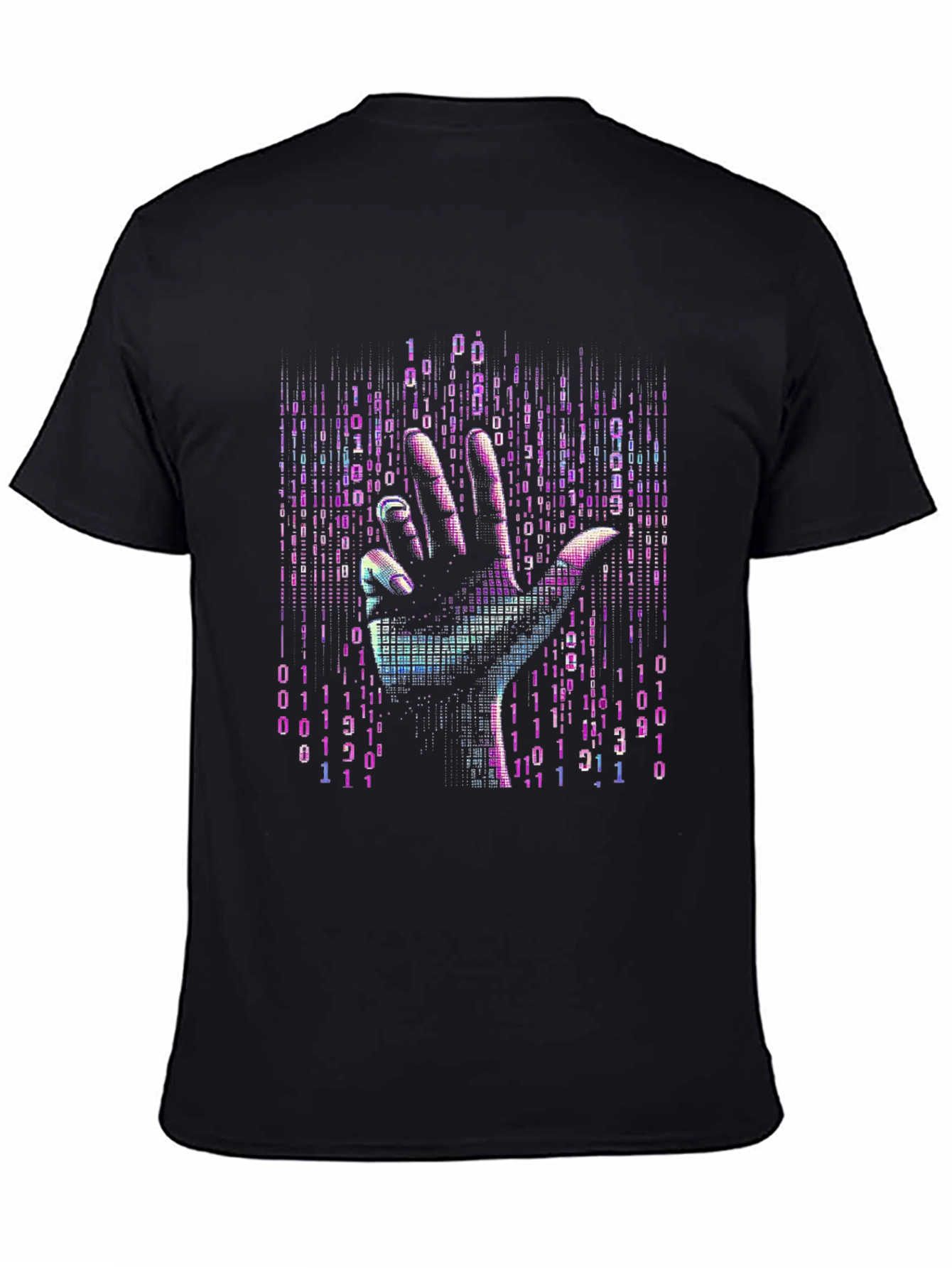 Black Binary Code Hand T-Shirt - Unique Tech Style view 4