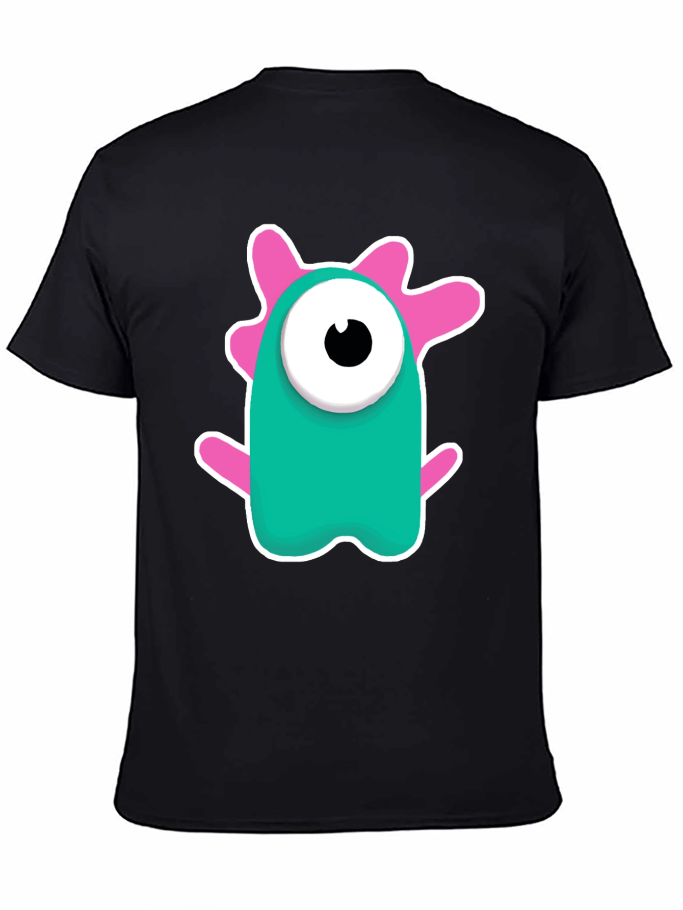Black Cute Monster Graphic Tee - Black Cotton Blend Shirt view 4