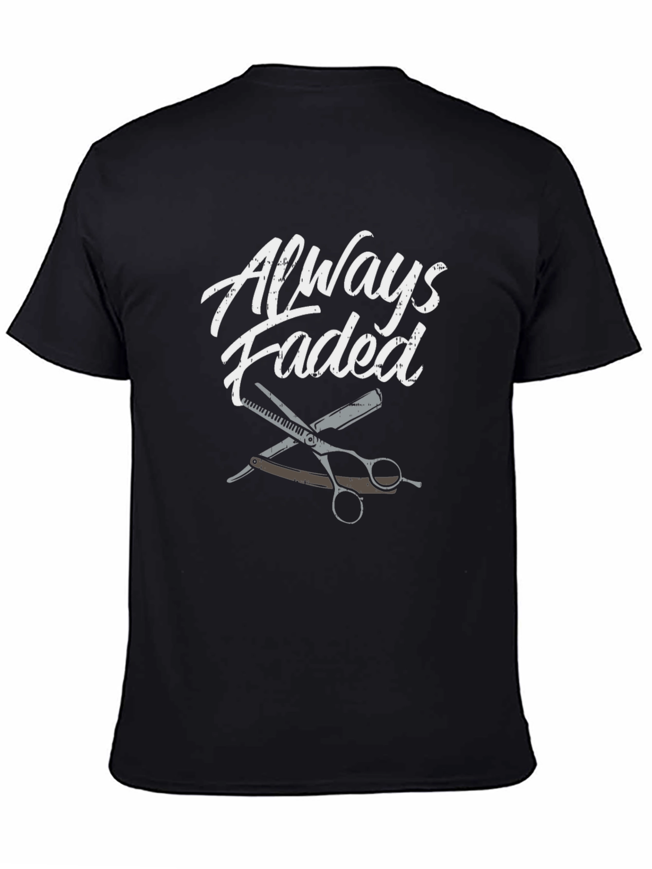 Black Always Faded Barber Graphic T-Shirt view 4