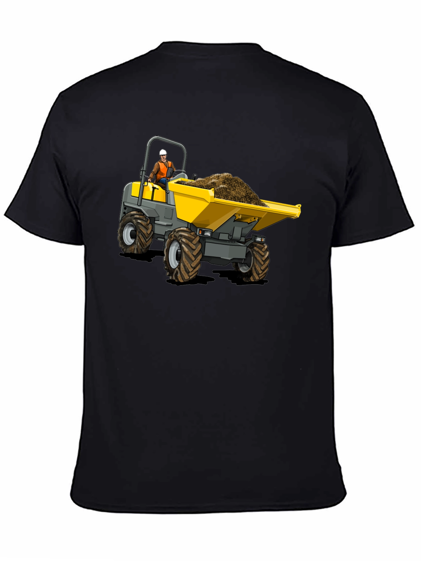 Black Construction Dumper Truck Graphic Tee view 4