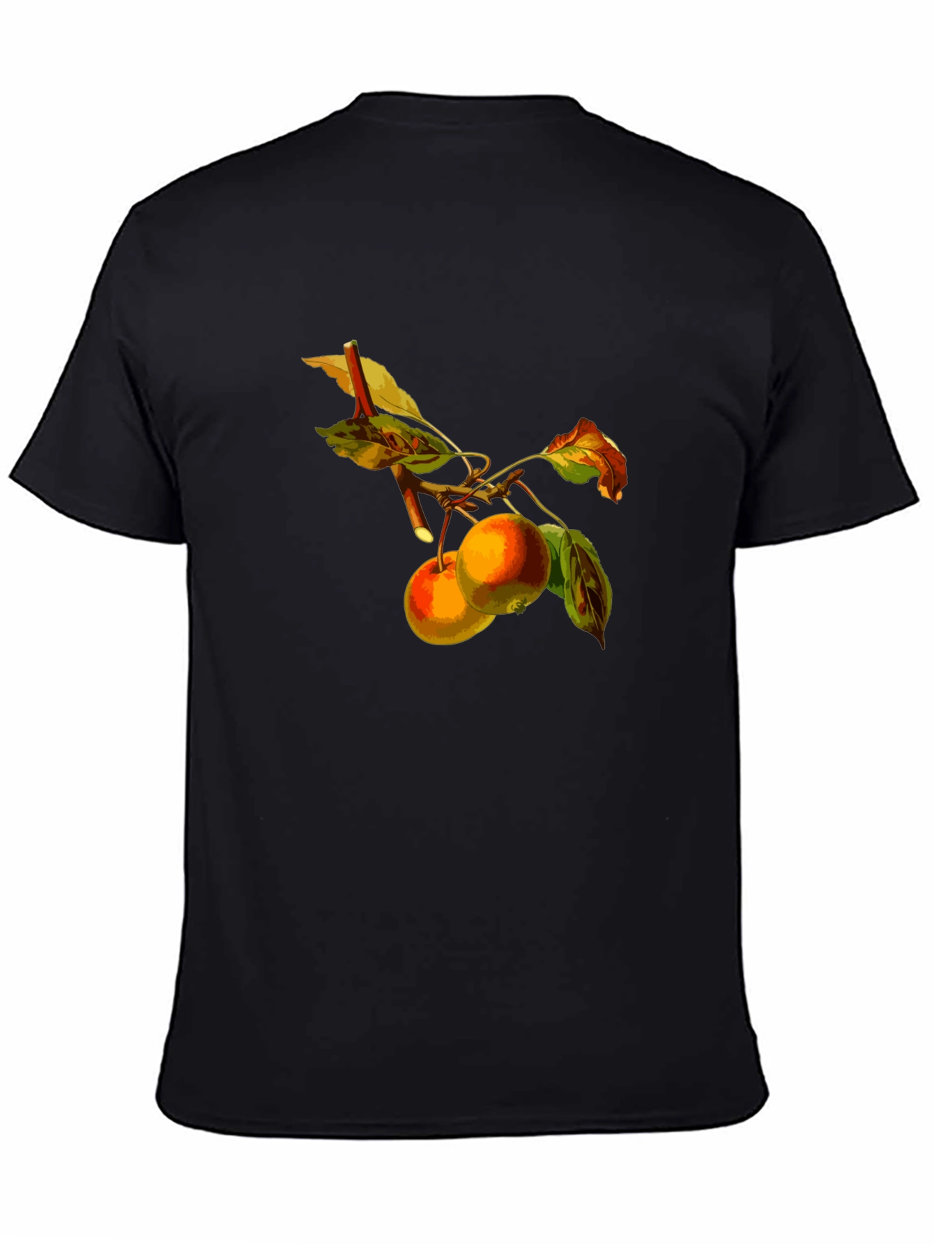 Black Apples on Branch Black T-Shirt view 4