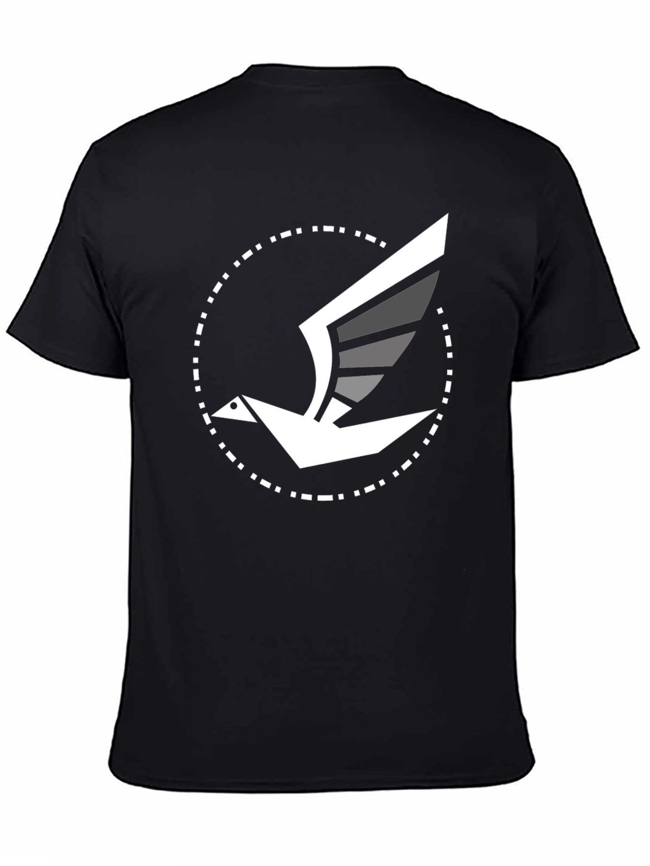 Black Modern Bird Graphic Tee - Black Cotton Blend view 4