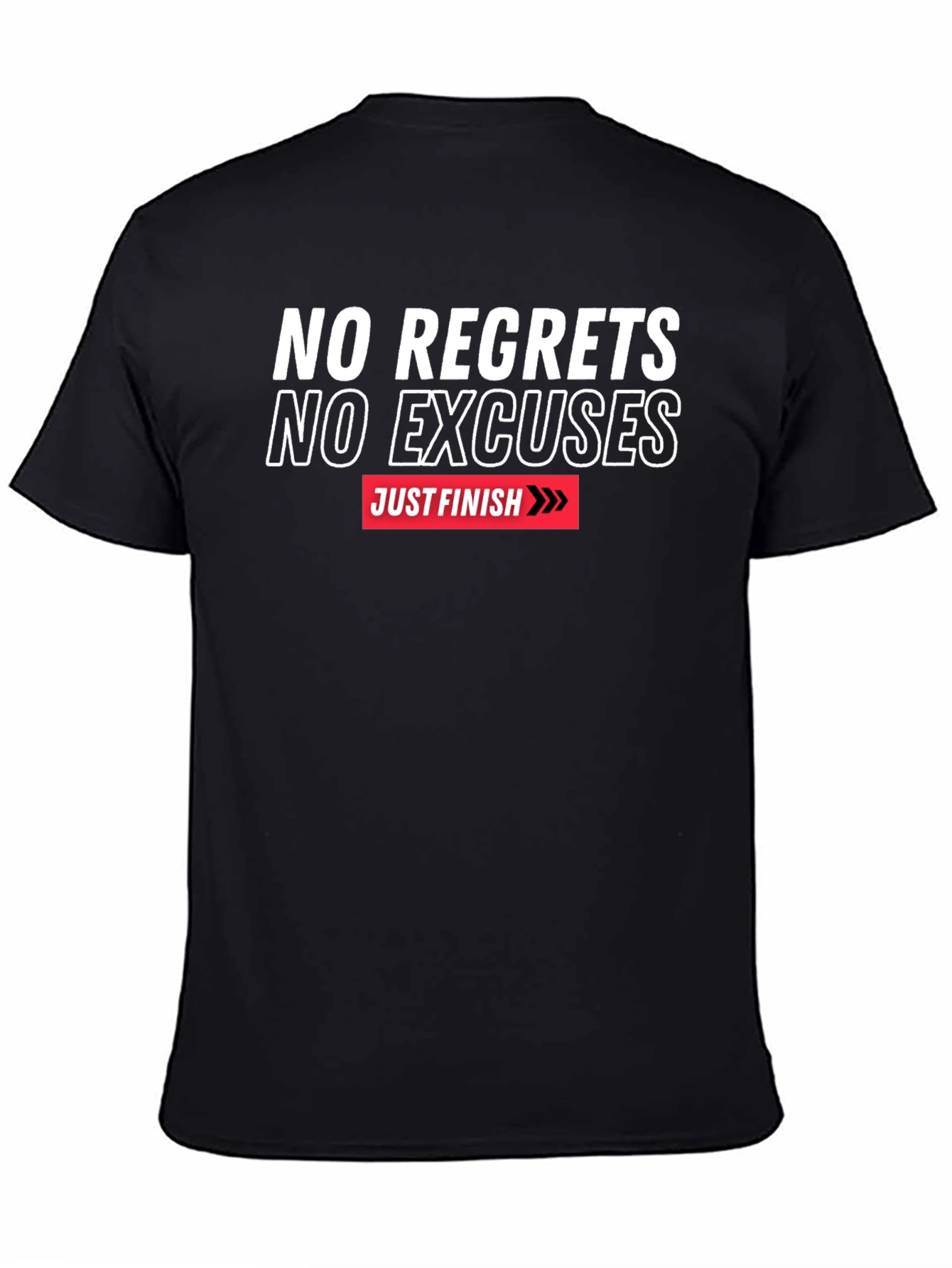 Black Motivational T-Shirt - No Regrets No Excuses view 4