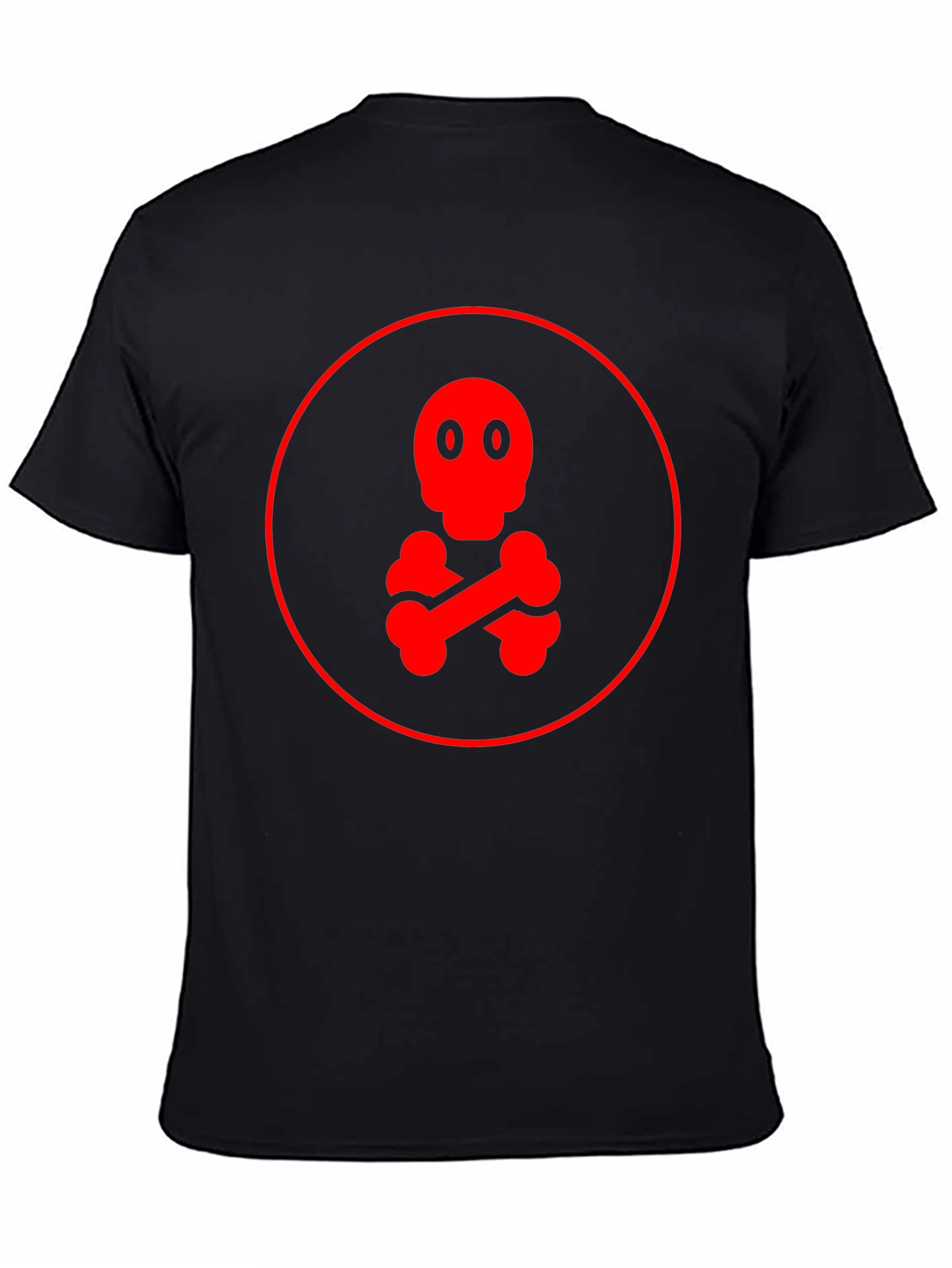 Red Skull & Crossbones Graphic Tee - Black Cotton Casual Shirt - 4