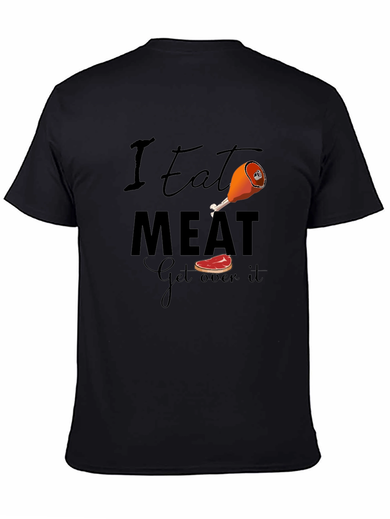 Black I Eat Meat Graphic Tee - Funny Meat Lover T-Shirt view 4