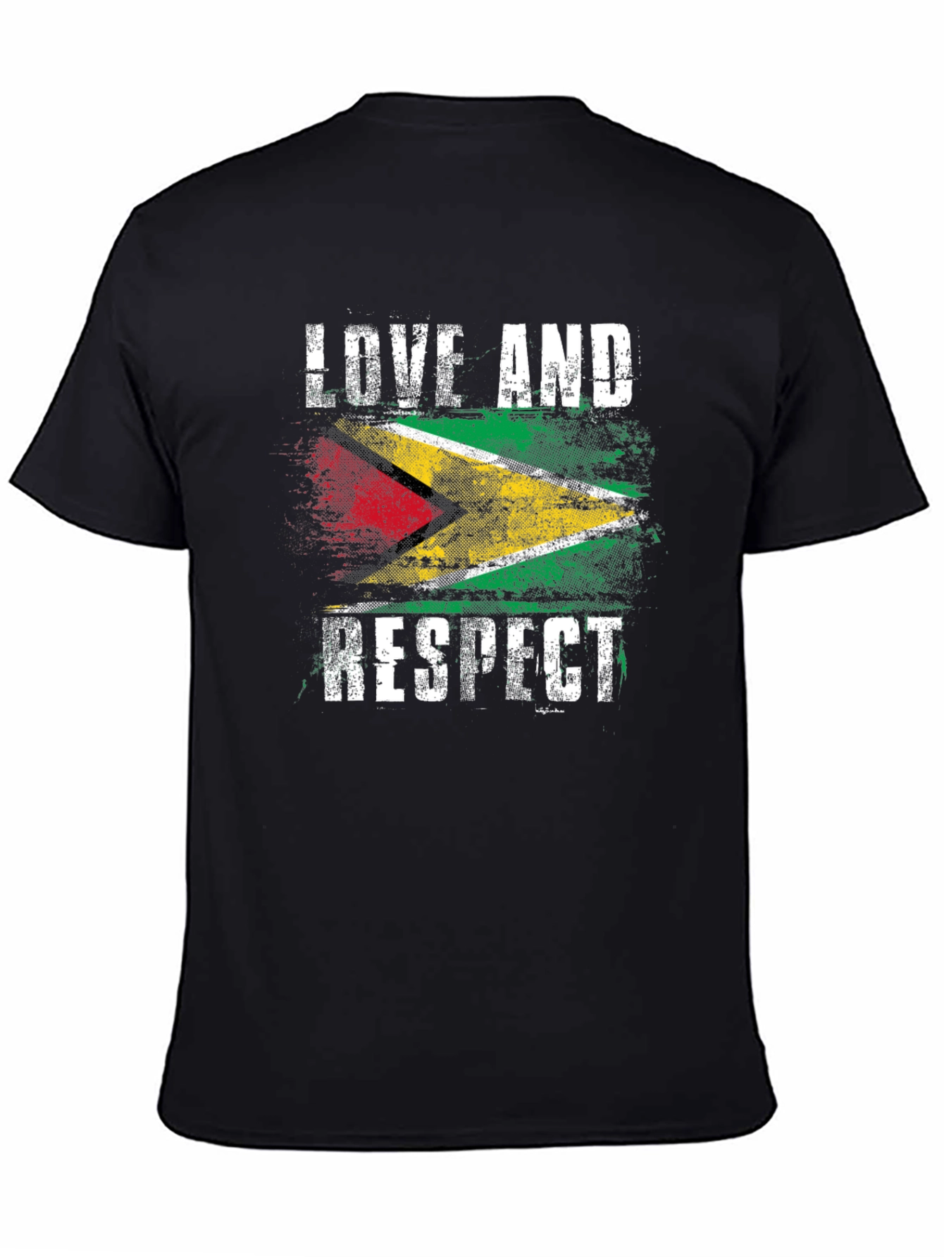 Black Guyana Flag Love and Respect Graphic Tee view 4