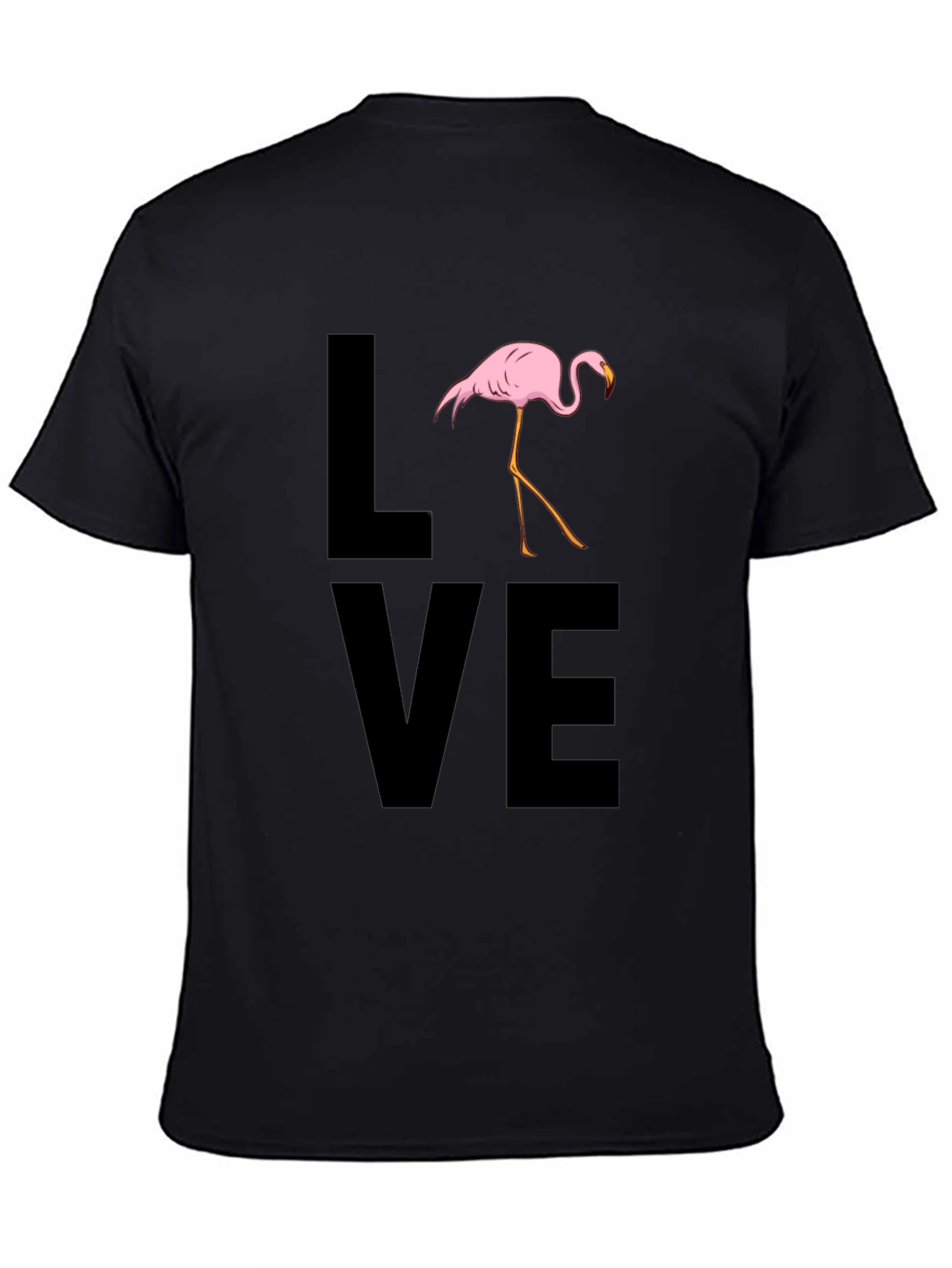 Black Flamingo LOVE Graphic T-Shirt - Black Casual Tee view 4