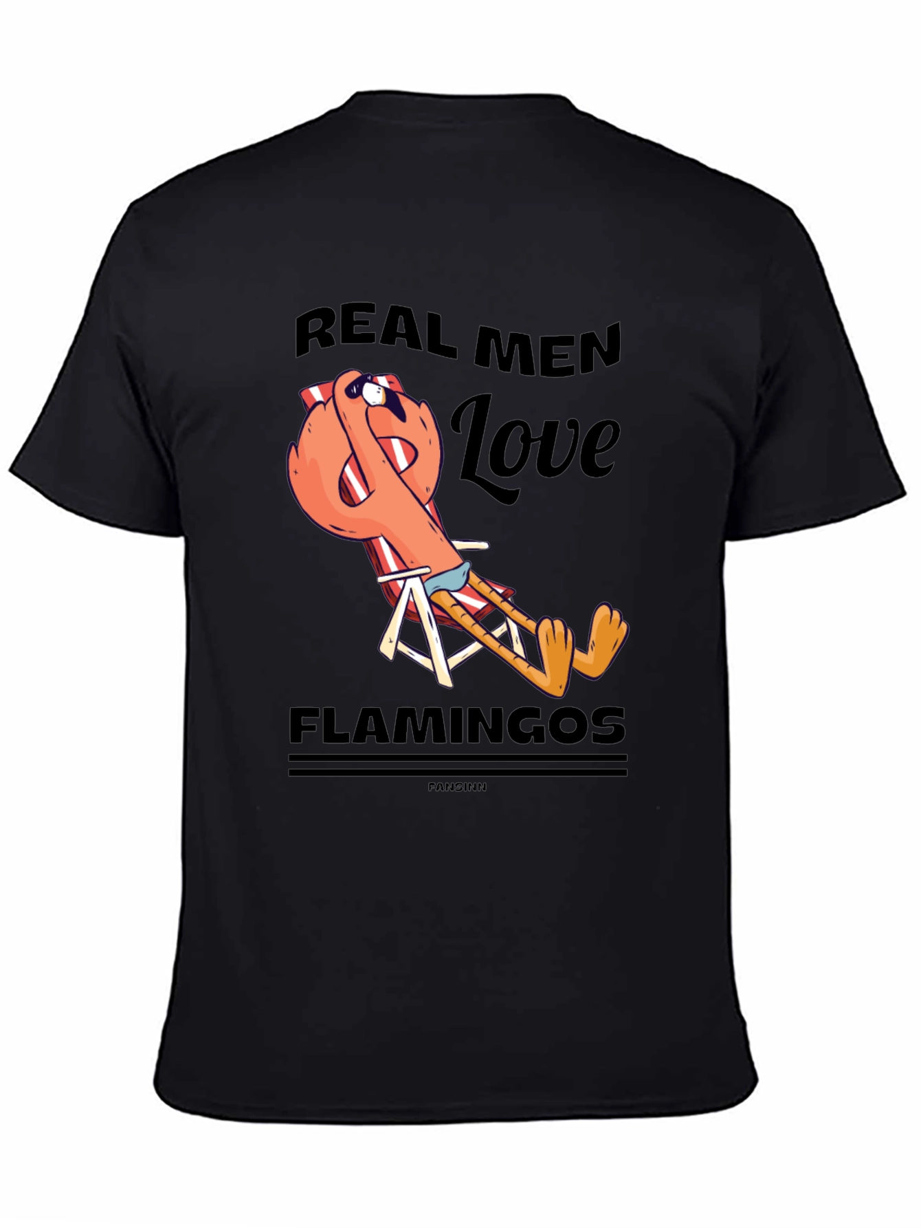 Black Real Men Love Flamingos T-Shirt view 4