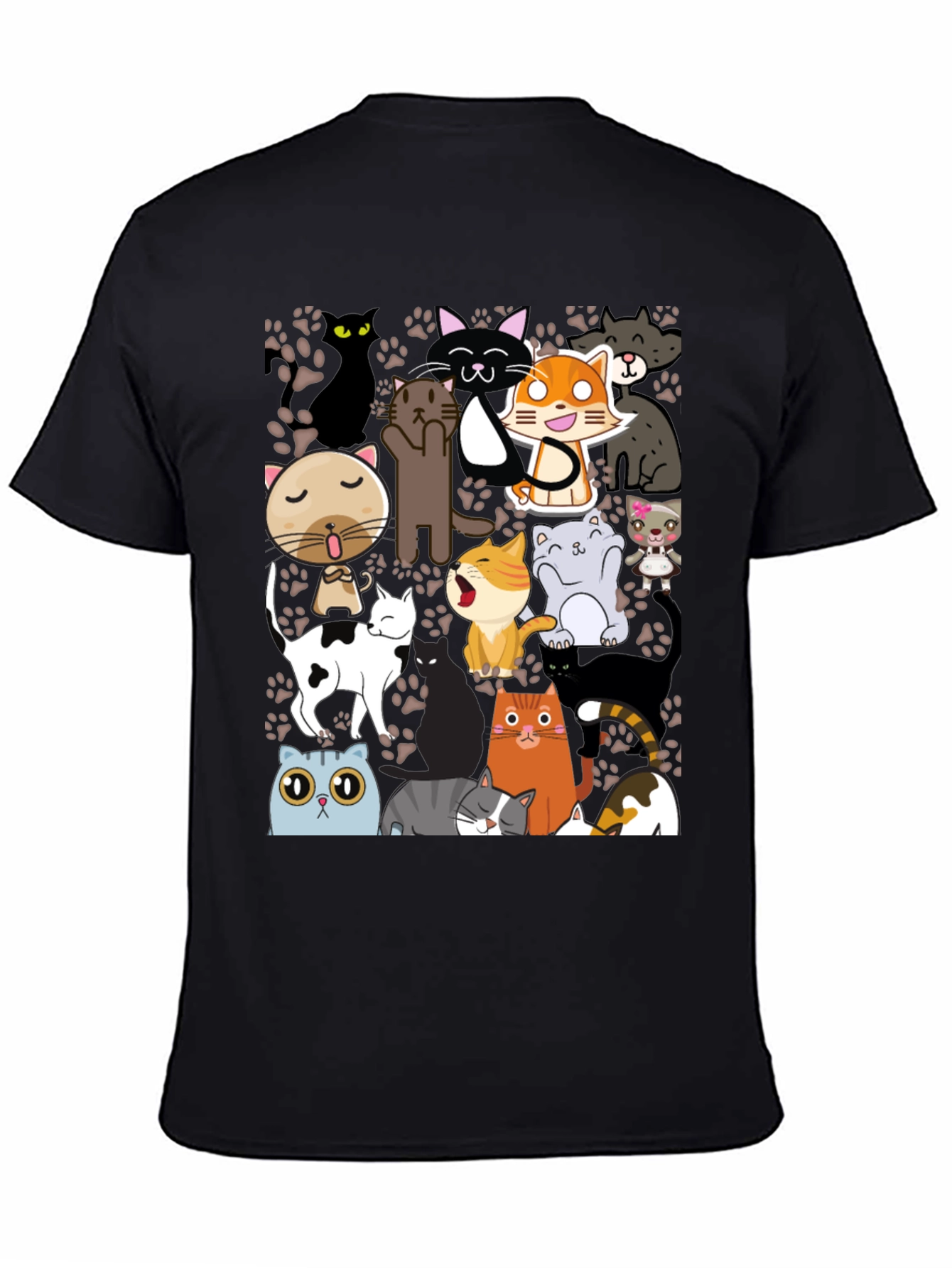 Black Cartoon Cats Graphic T-Shirt view 4