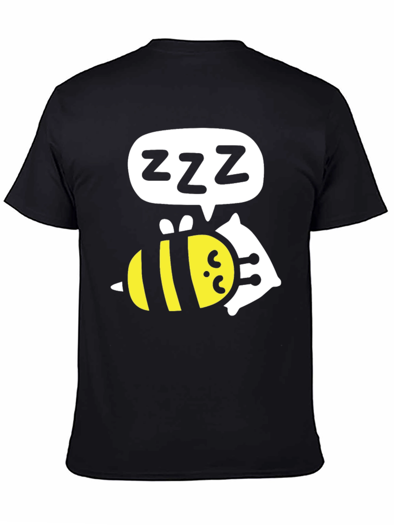 Black Sleeping Bee T-Shirt - Funny Cartoon Graphic Tee view 4